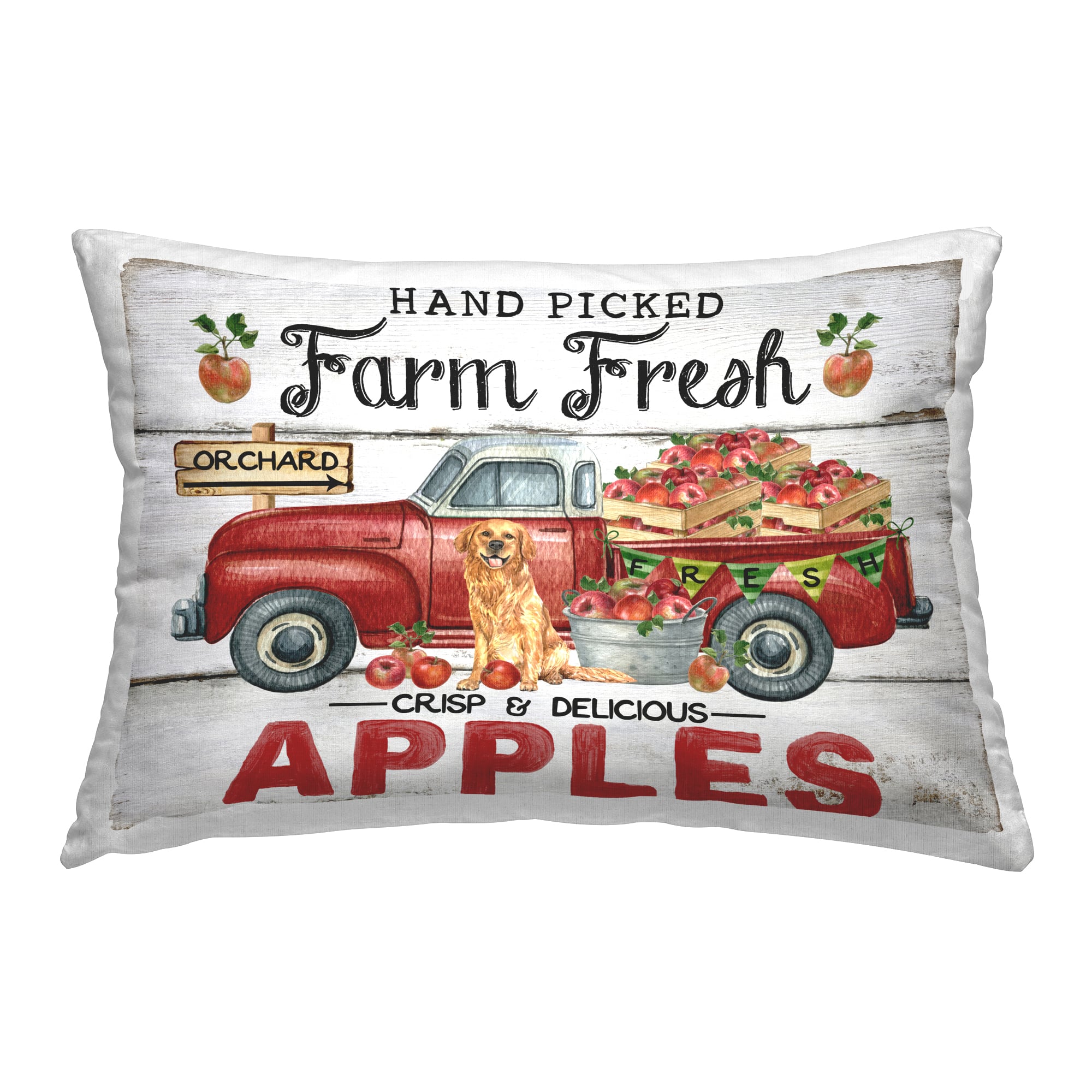 Stupell Industries Farm Fresh Apples Truck Decorative Printed Throw Pillow