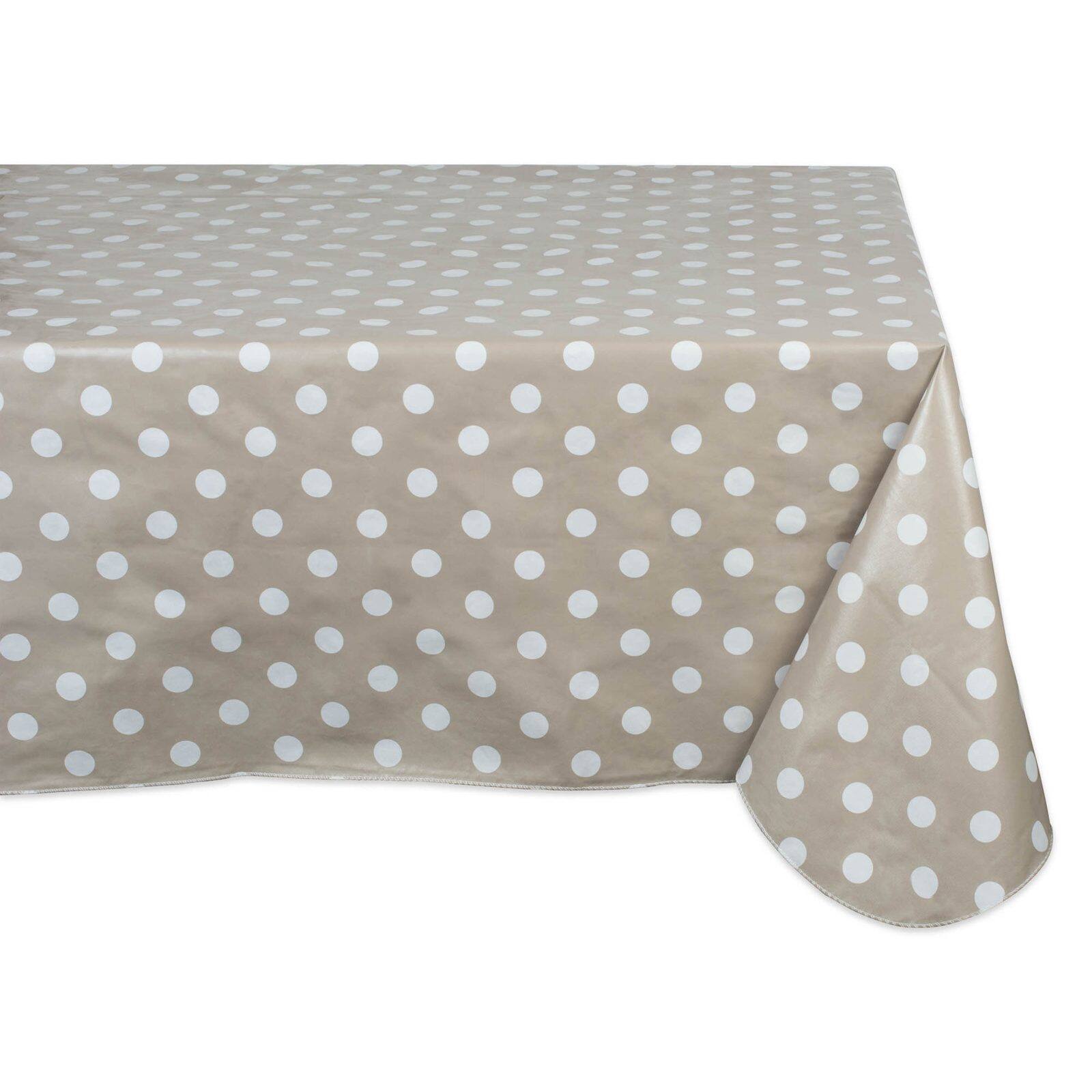 DII&#xAE; 84&#x22; Natural Polka Dot Vinyl Tablecloth