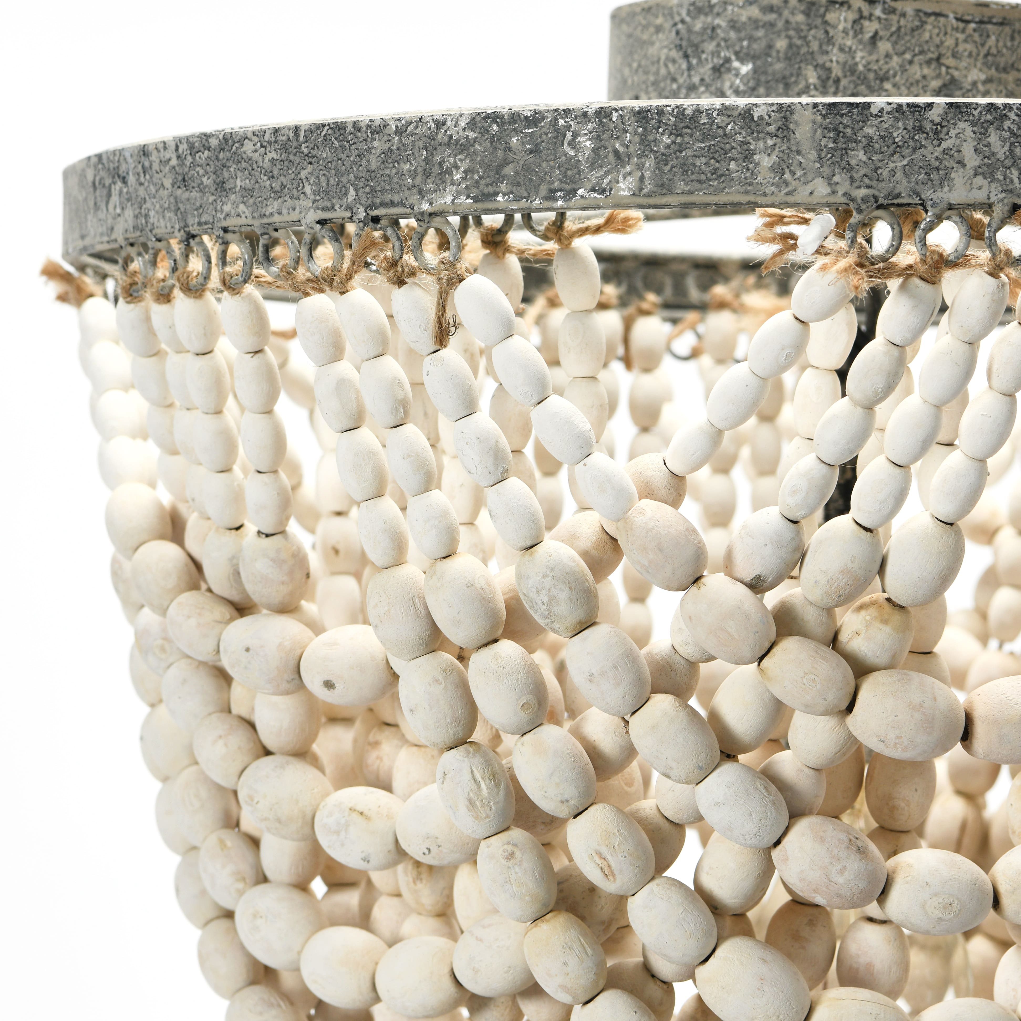 Hello Honey® 16" Tiered Draped Wood Bead & Metal Semi-Flush Light