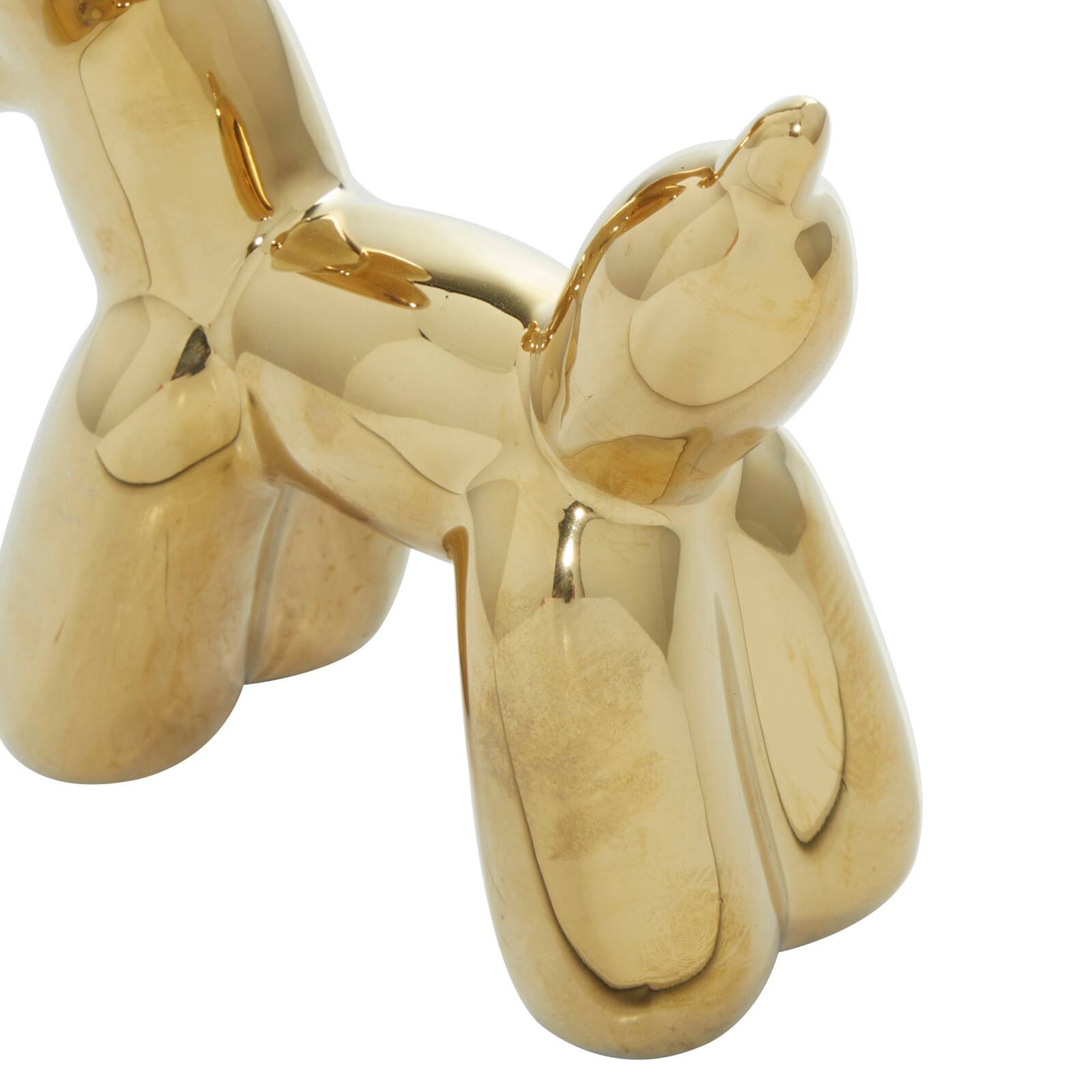 CosmoLiving by Cosmopolitan Gold Ceramic Glam Sculpture, Dog 7" x 7" x 3"