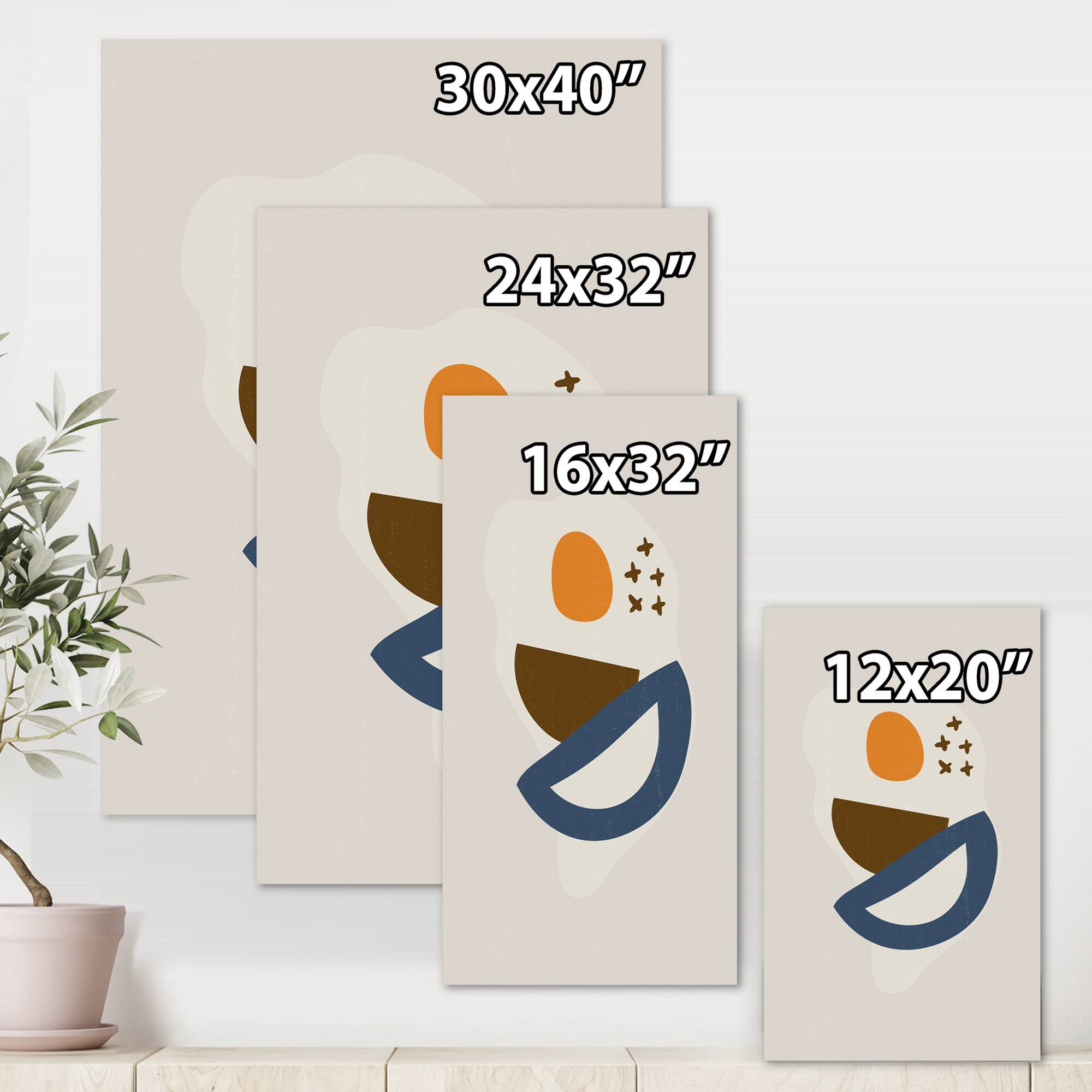 Designart - Abstract Sun Moon Geometric Print I - Modern Canvas Wall Art Print