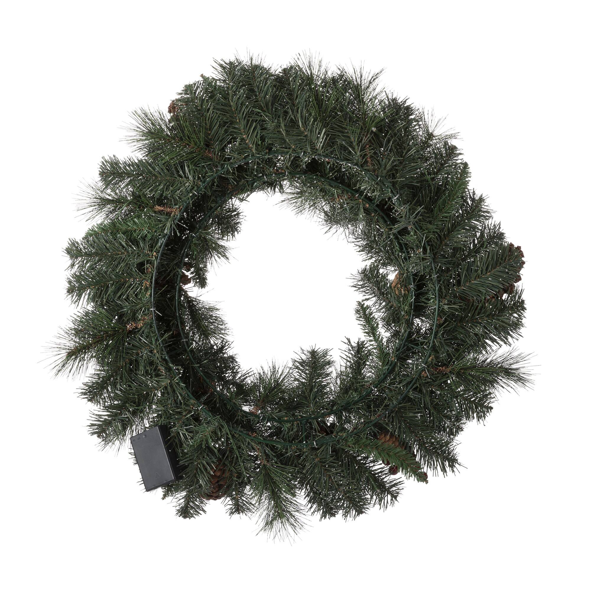 Glitzhome&#xAE; 24&#x22; LED Glittered Pinecone Christmas Wreath
