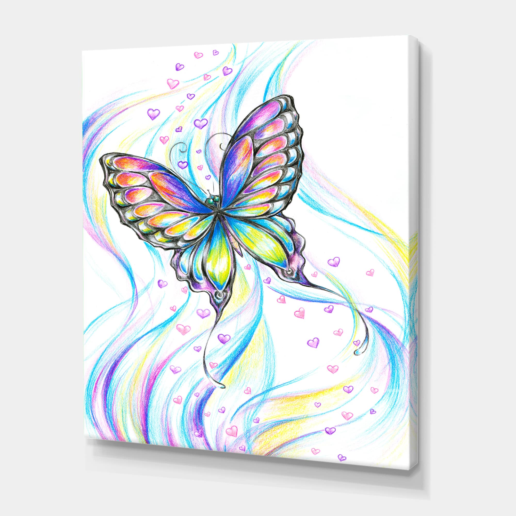 Designart - Iridiscent Butterfly - Traditional Canvas Wall Art Print