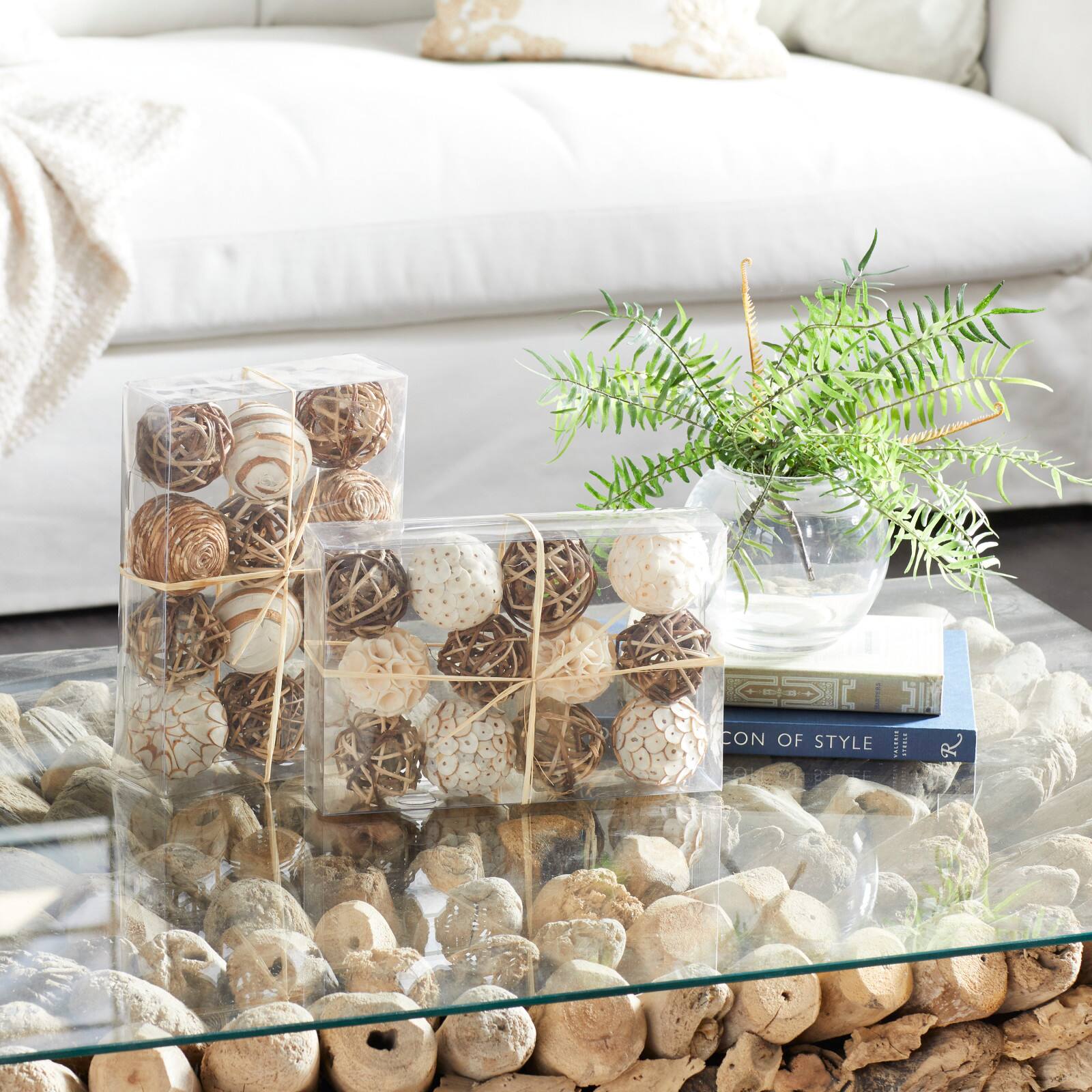 3" Natural Dried Floral Vase Filler Orb Set