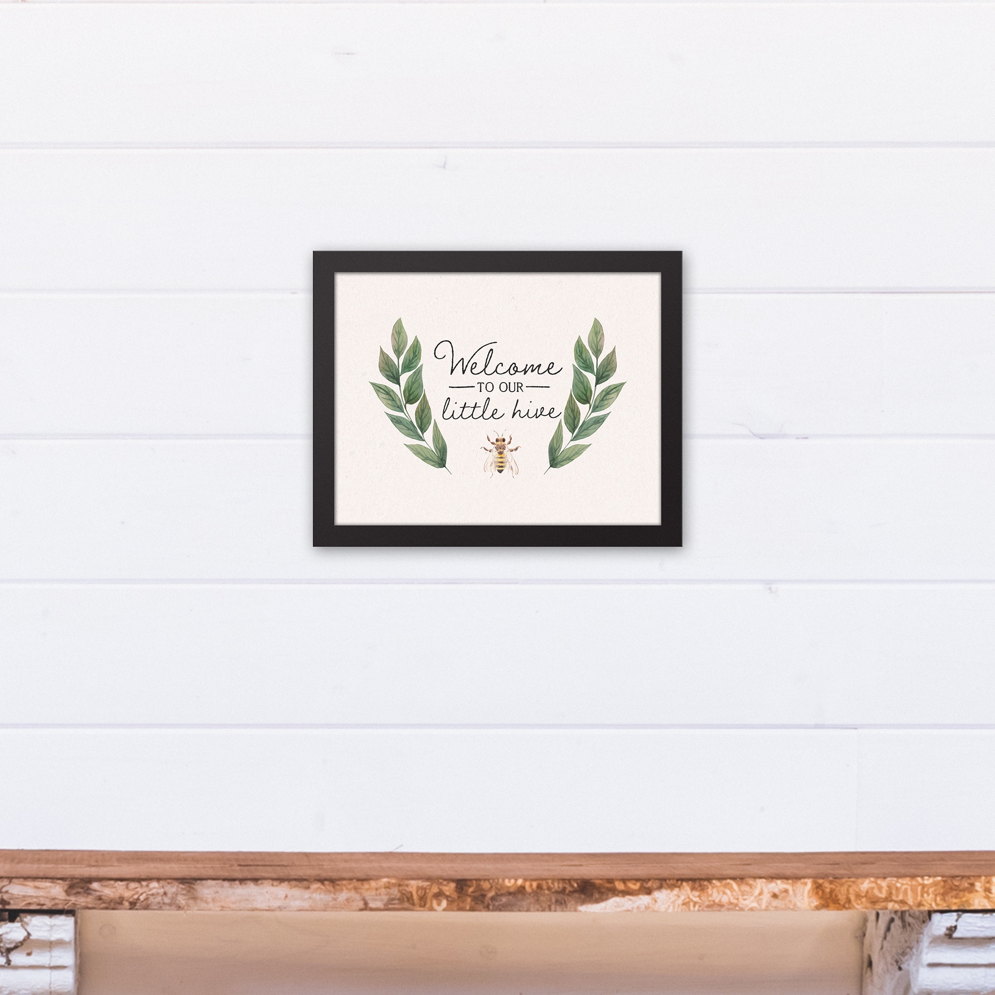 Welcome To Our Little Hive 11" x 14" Black Floating Framed Canvas