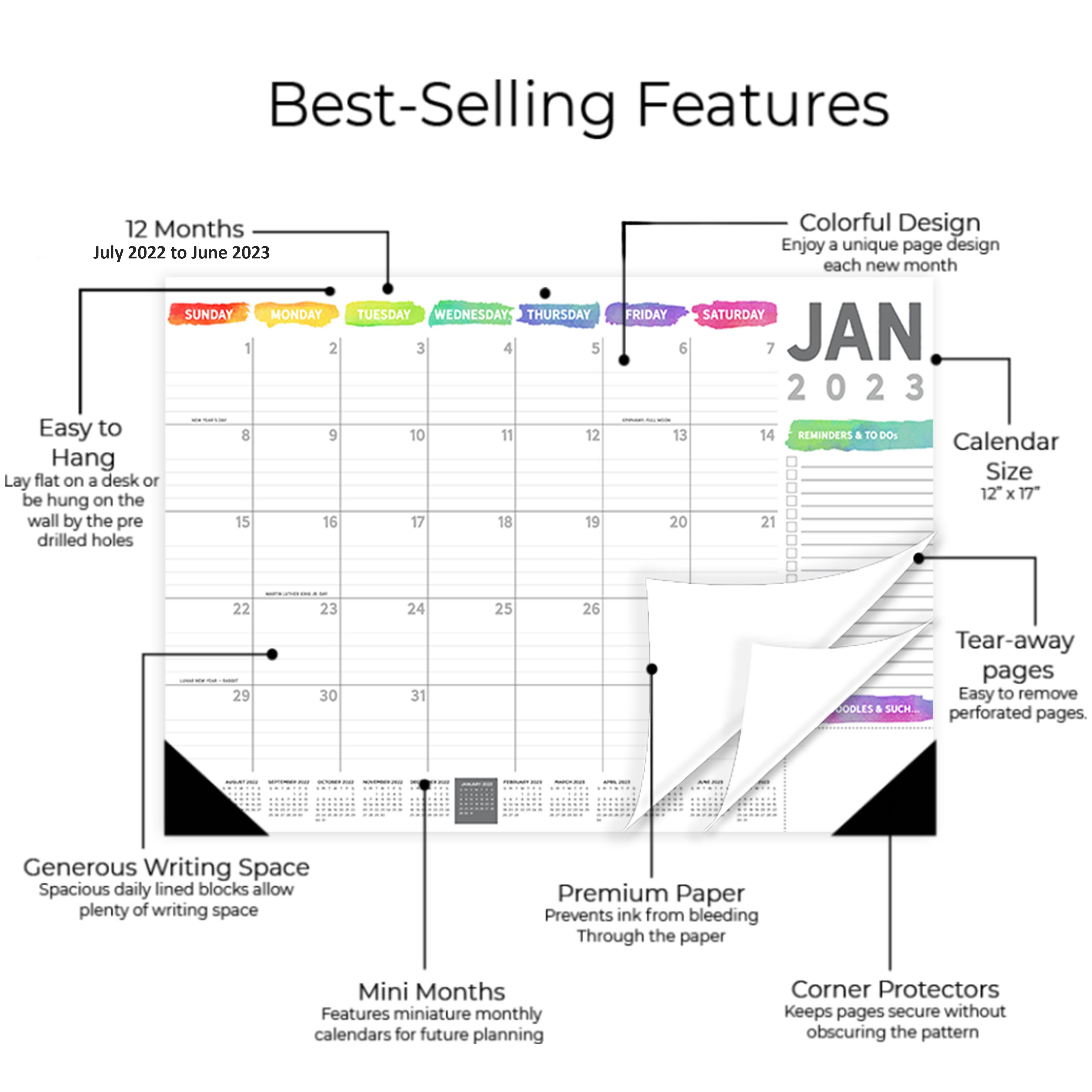 TF Publishing 20222023 Colors of the Rainbow Desk Pad Monthly Blotter