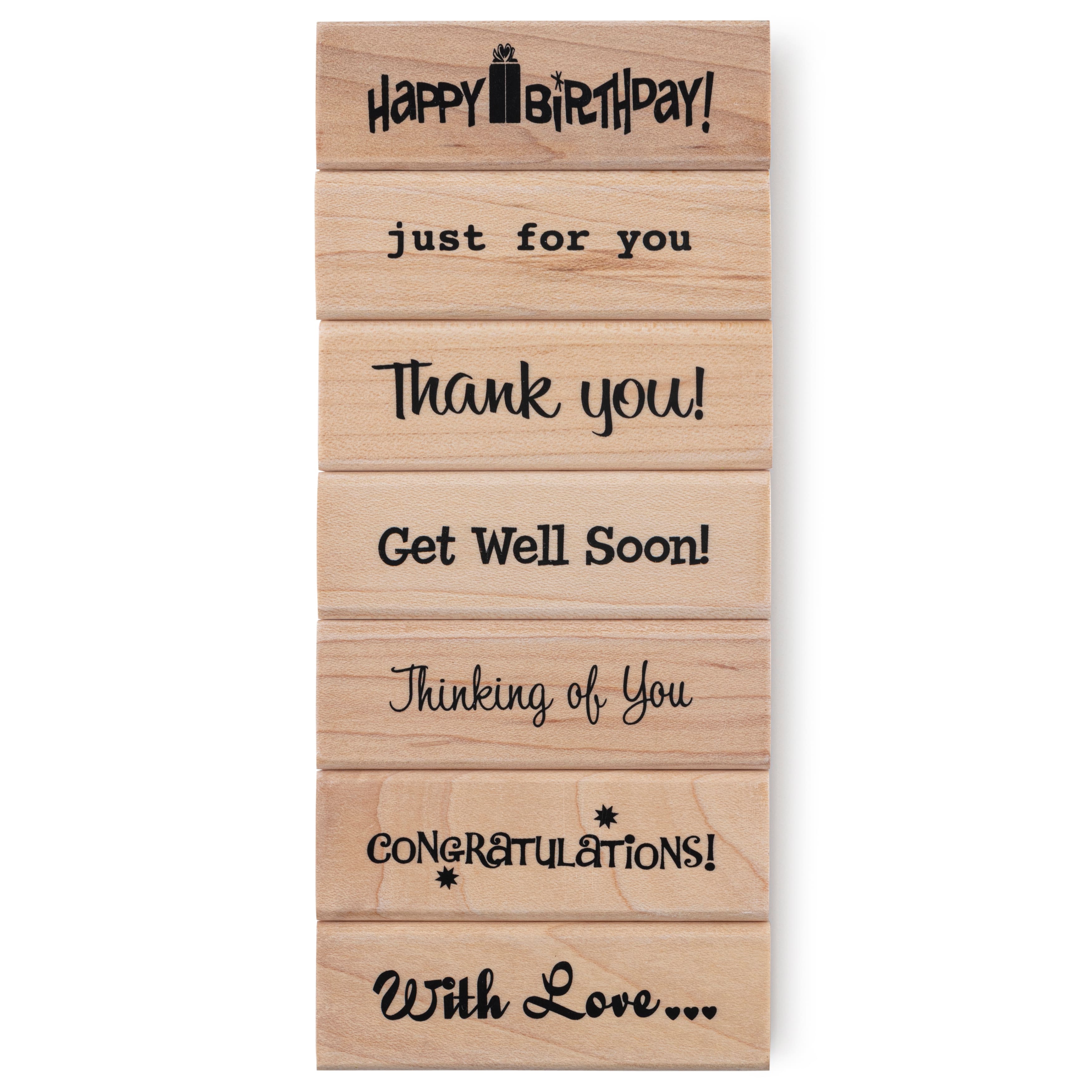 6 Pack: Greetings Wood Stamp Set by Recollections&#x2122;