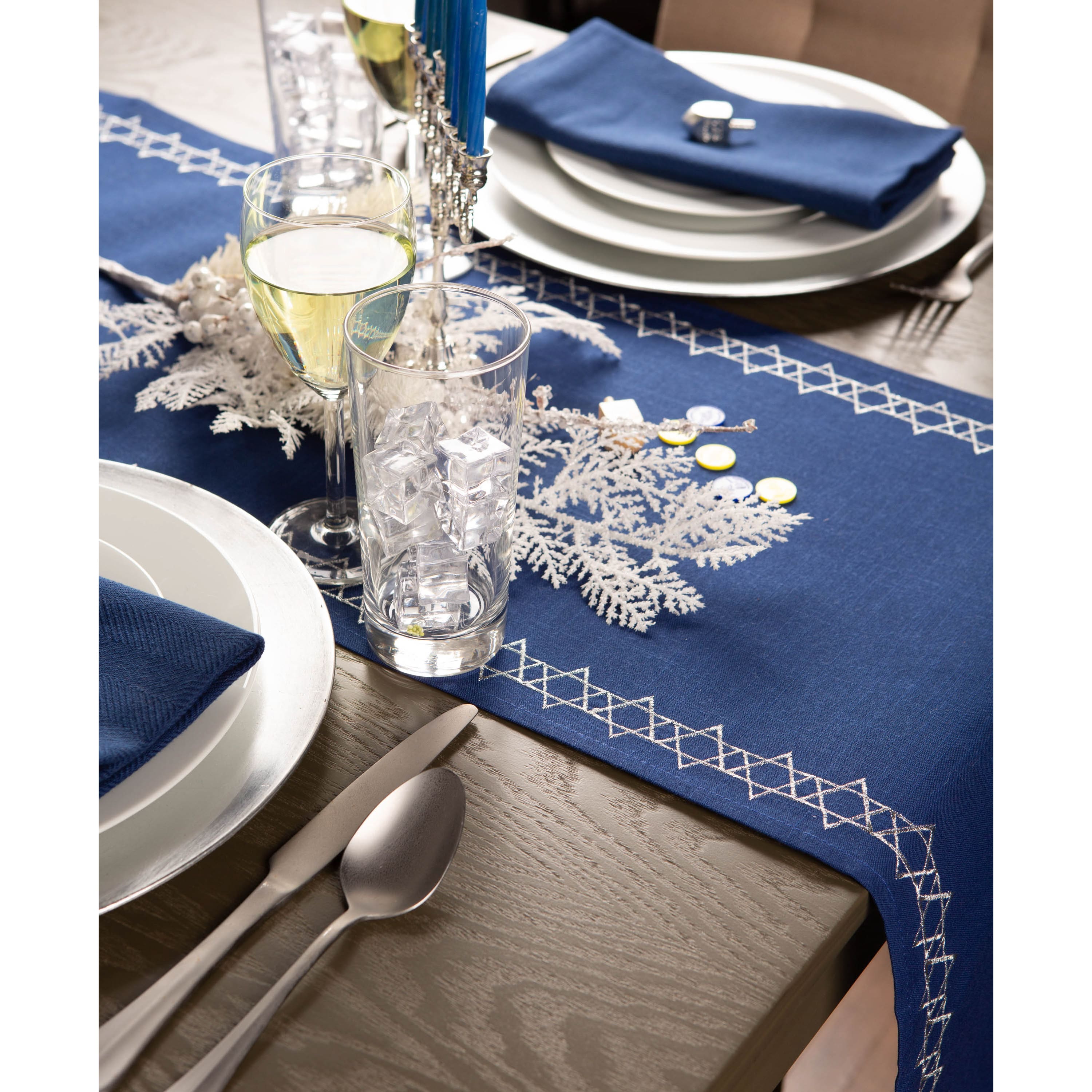 DII&#xAE; 70&#x22; Embroidered Star of David Table Runner