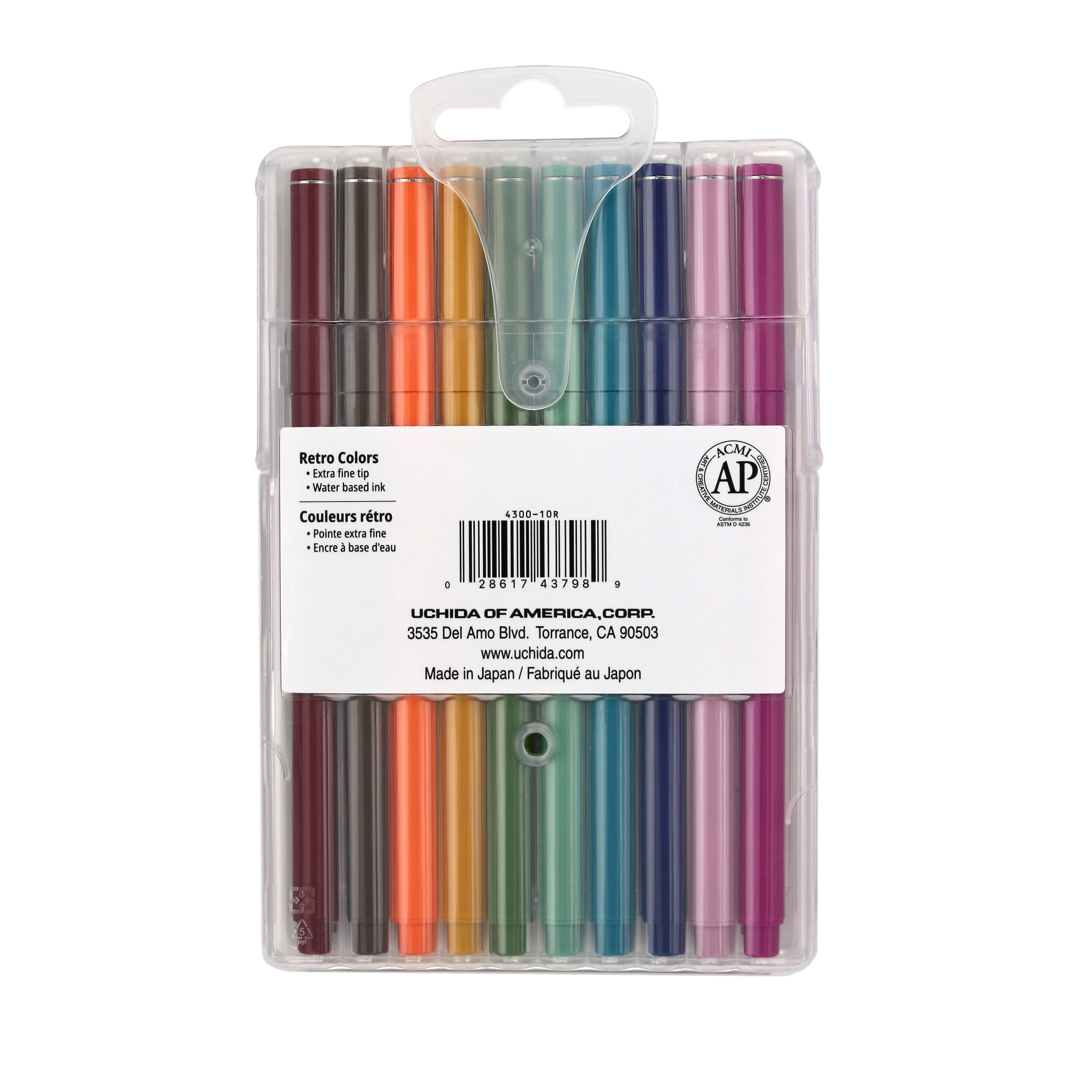 Ensemble de 10 stylos à pointe très fine aux couleurs rétro Uchida LePen de Marvy