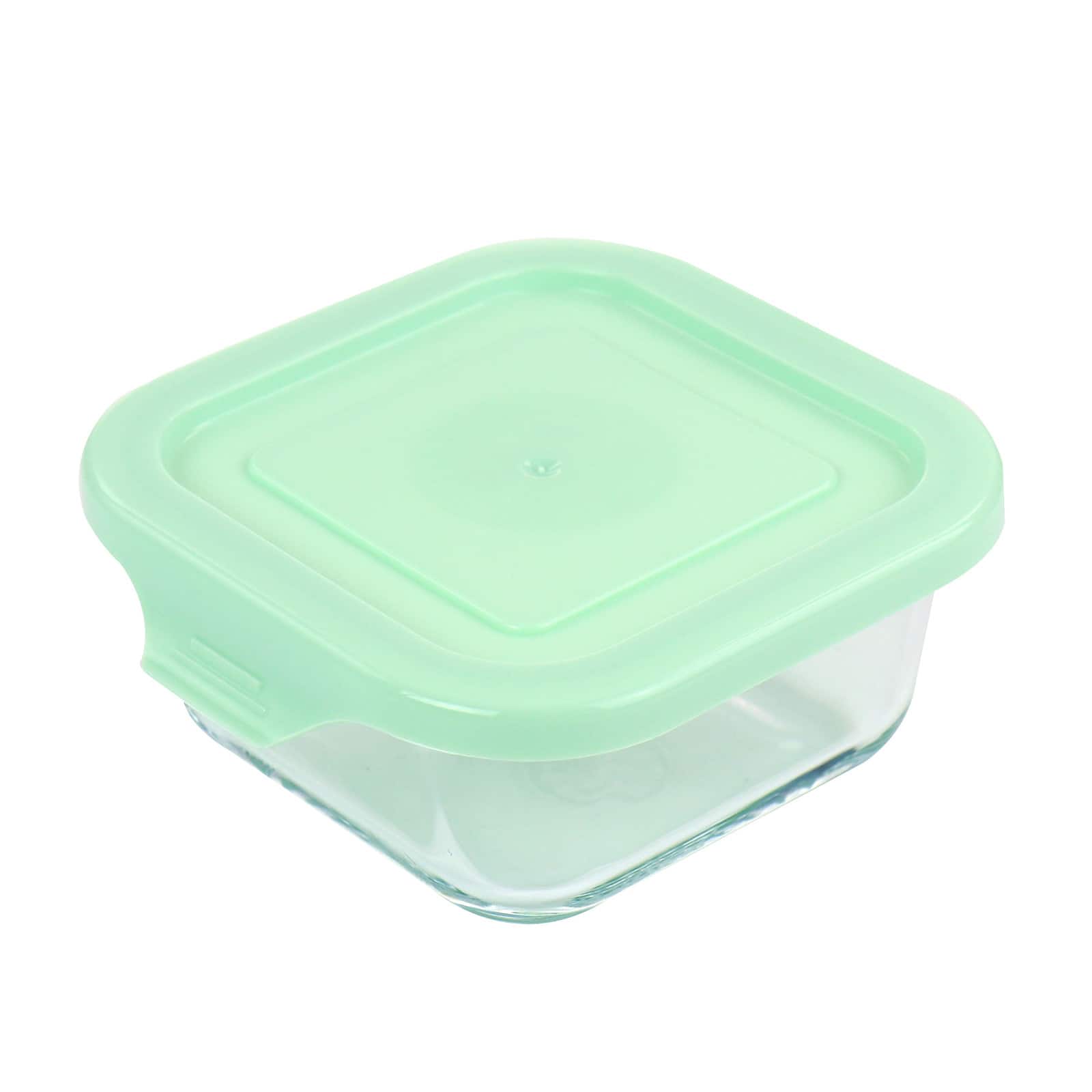 Martha Stewart Square Glass Food Storage Container with Mint Lid