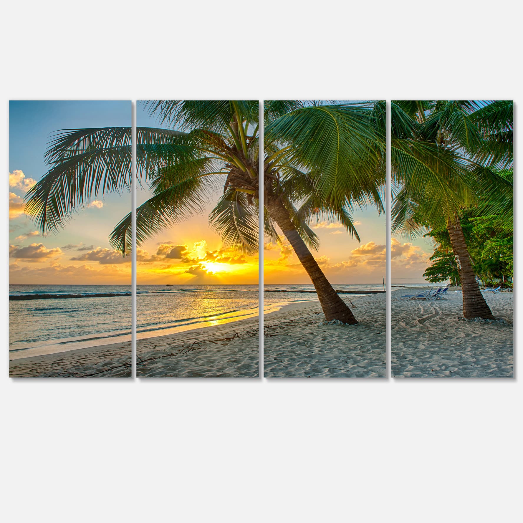Designart - Beach in Caribbean Island of Barbados - Modern Seascape Canvas Artwork