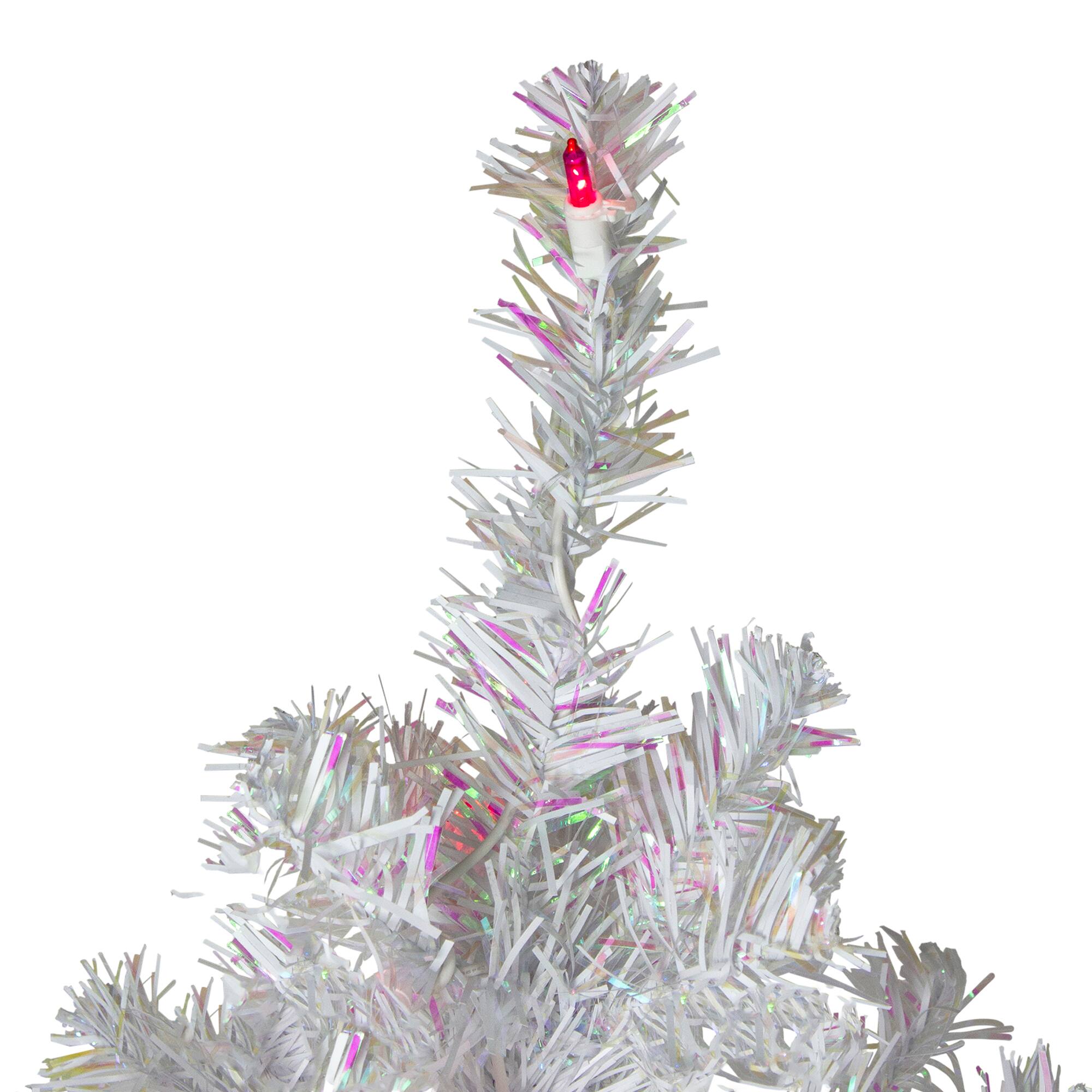 4ft. Pre-Lit White Iridescent Pine Artificial Christmas Tree, Pink Lights