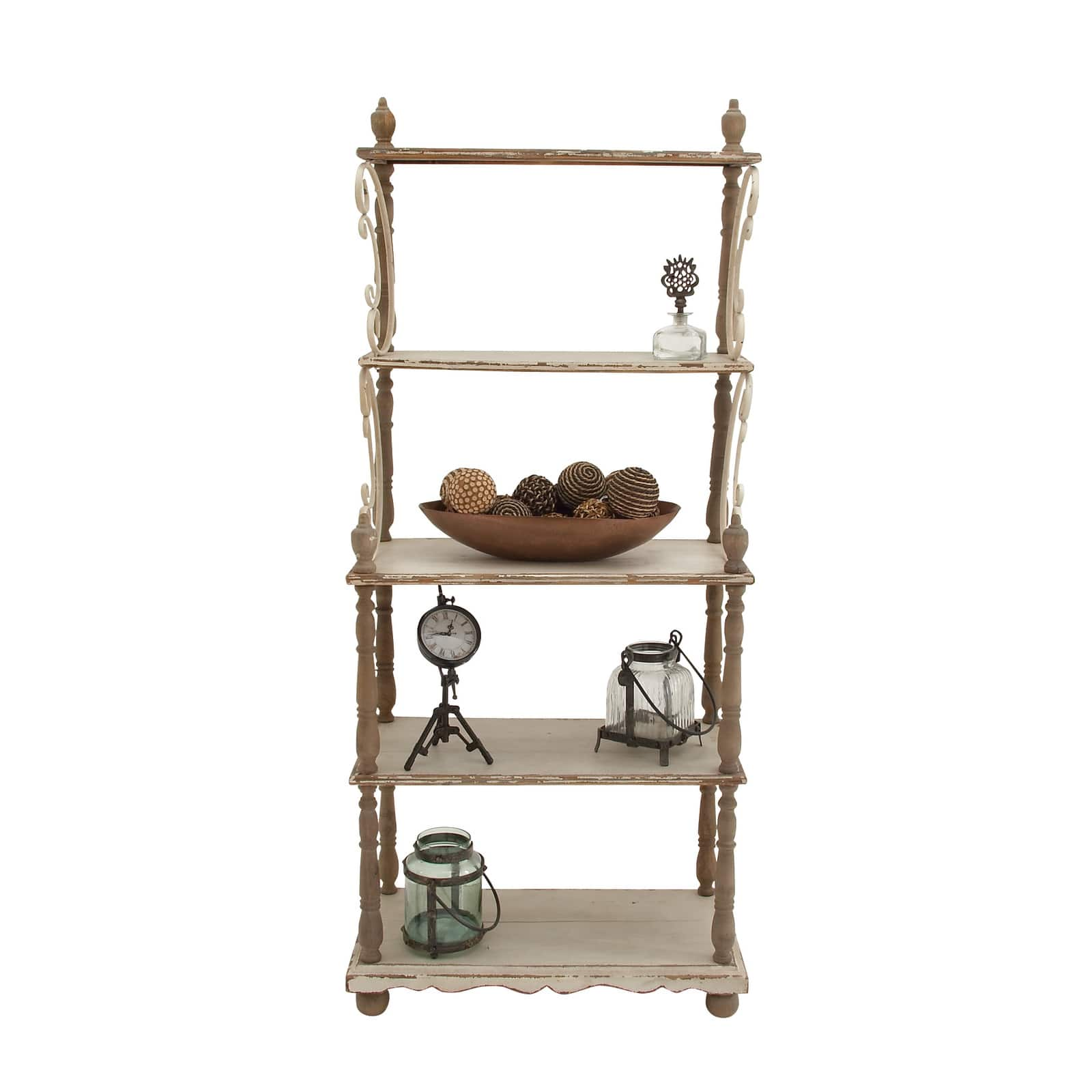 White Wood Farmhouse Shelving Unit