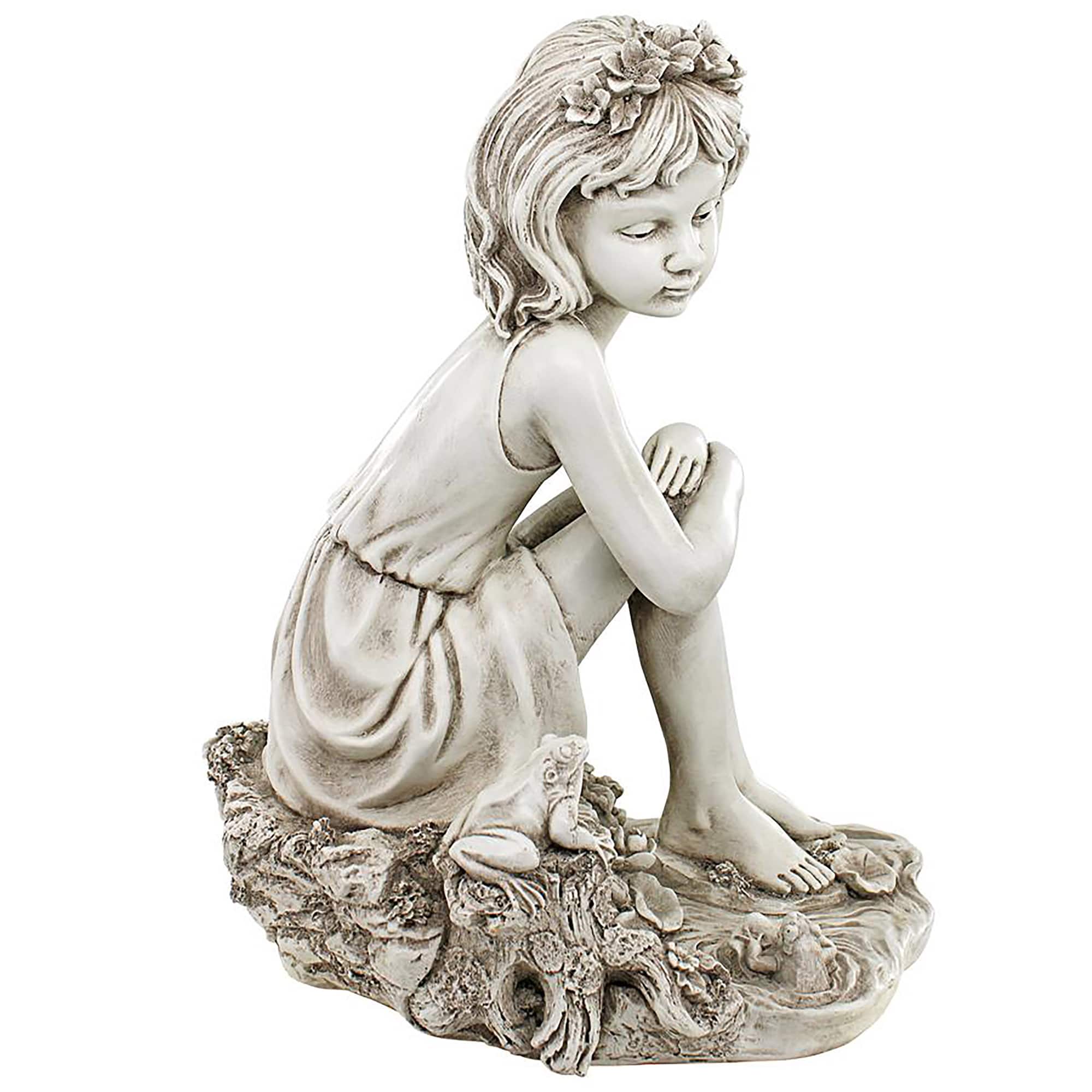 Design Toscano 17&#x22; Pausing by the Pond Little Girl Garden Statue