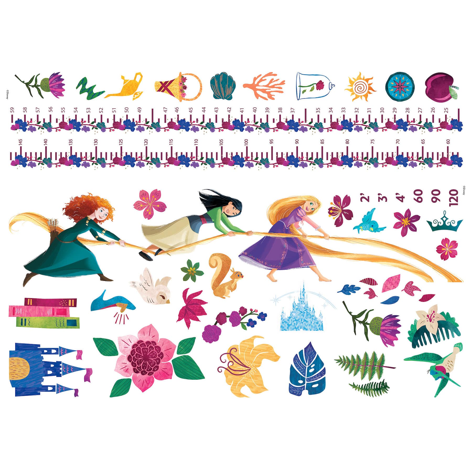 RoomMates Disney Princesses Growth Chart Peel &#x26; Stick Wall Decals