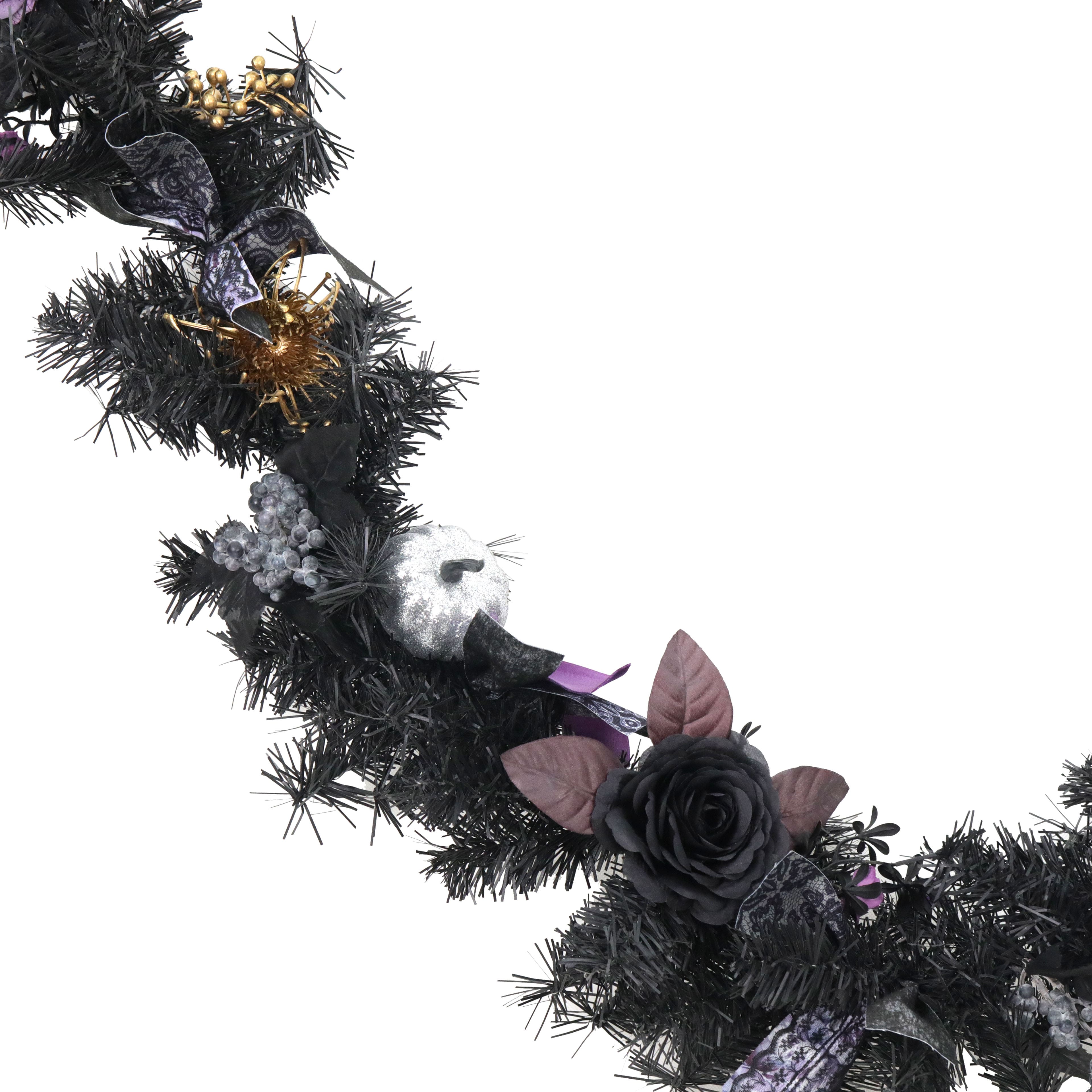6ft. Black &#x26; Purple Rose &#x26; Lace Bow Garland by Ashland&#xAE;