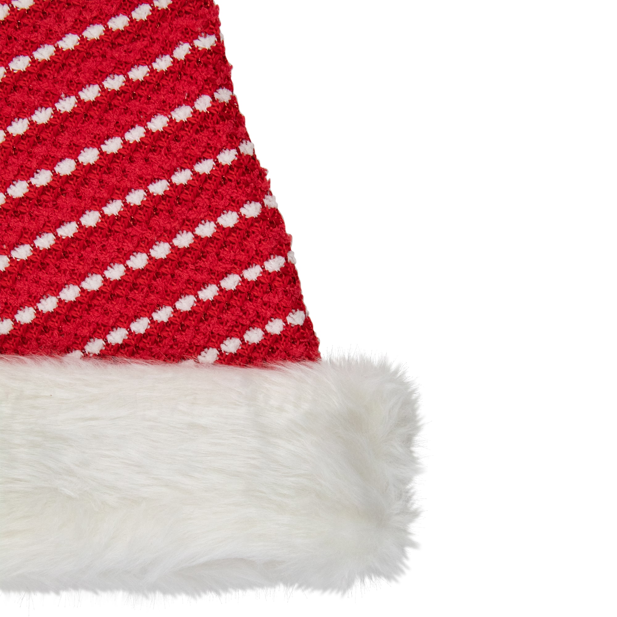 17&#x22; Red &#x26; White Striped Santa Hat with Pom Pom