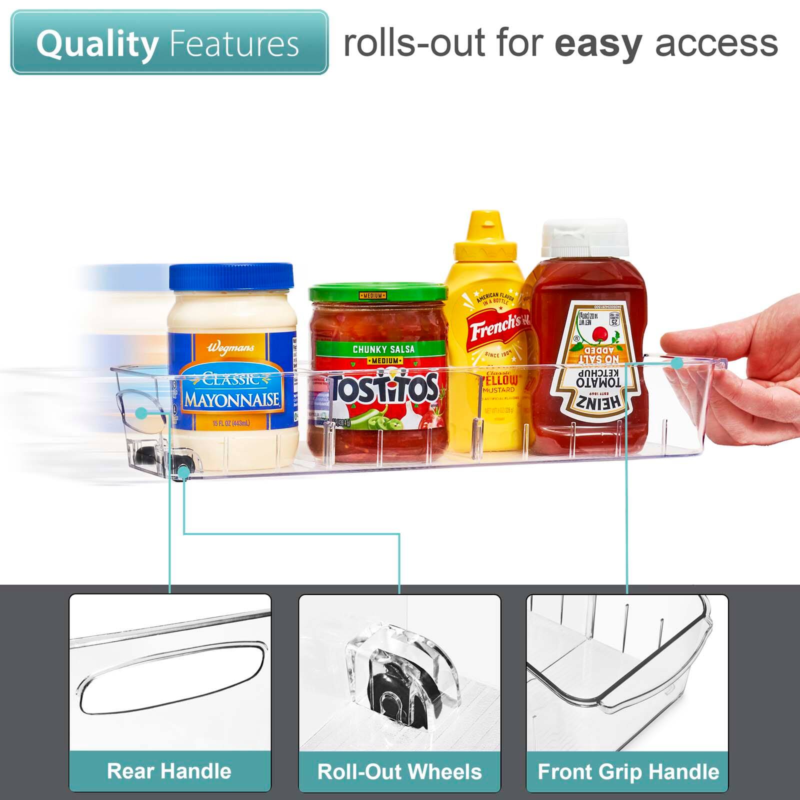 Sorbus Small Clear Organizing Bins on Wheels with Removable Dividers, 2ct.