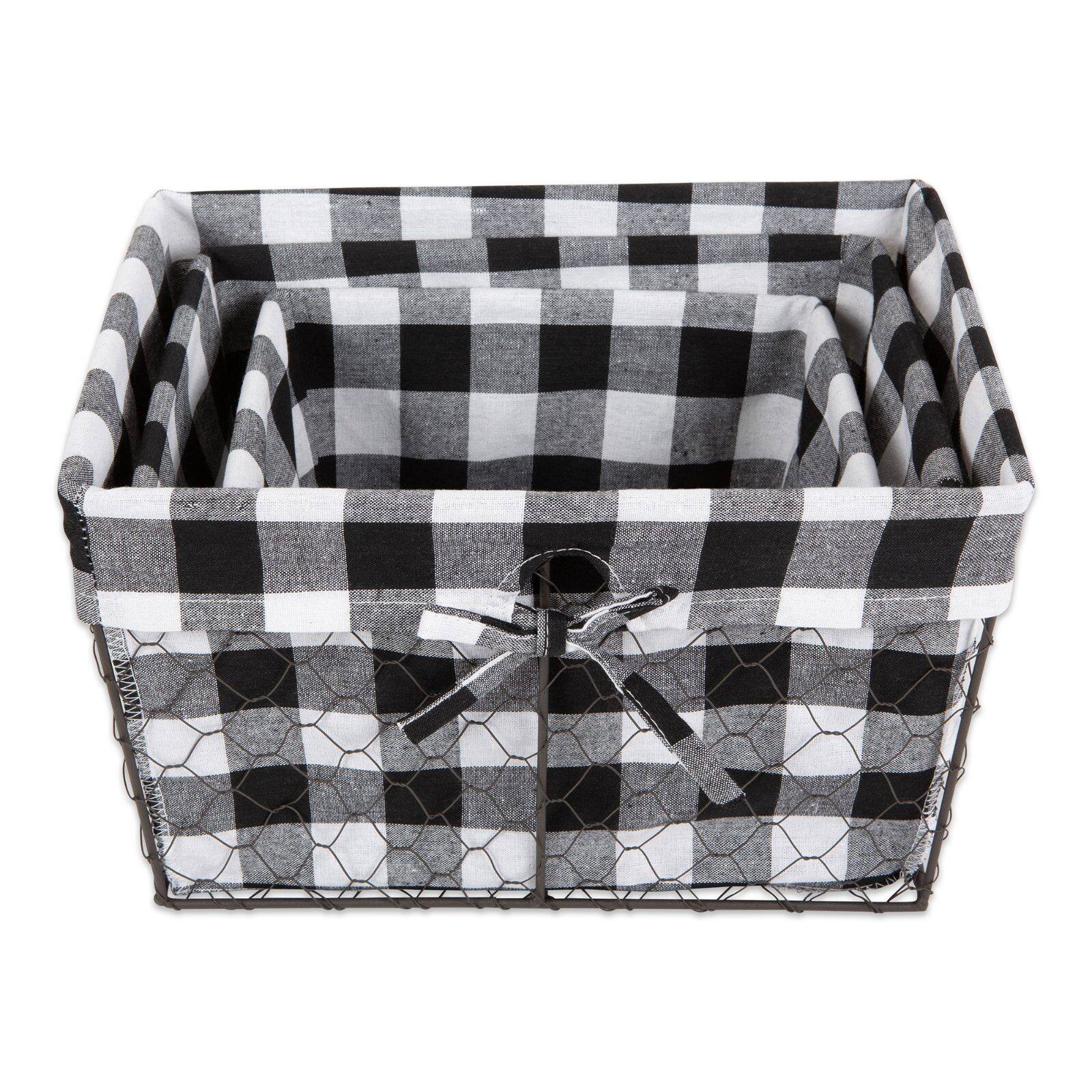 DII&#xAE; Black &#x26; White Checkered Chicken Wire Basket Set