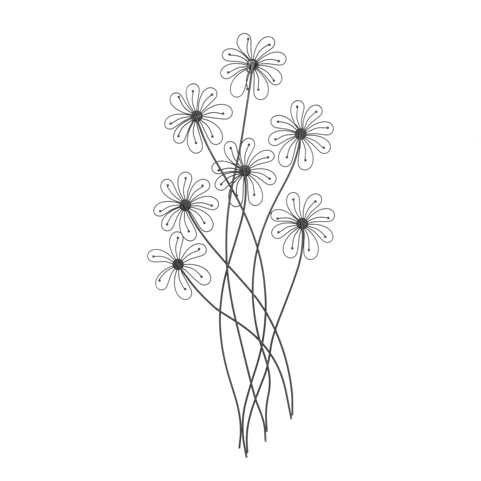 40&#x22; Black Modern Floral Metal Wall D&#xE9;cor