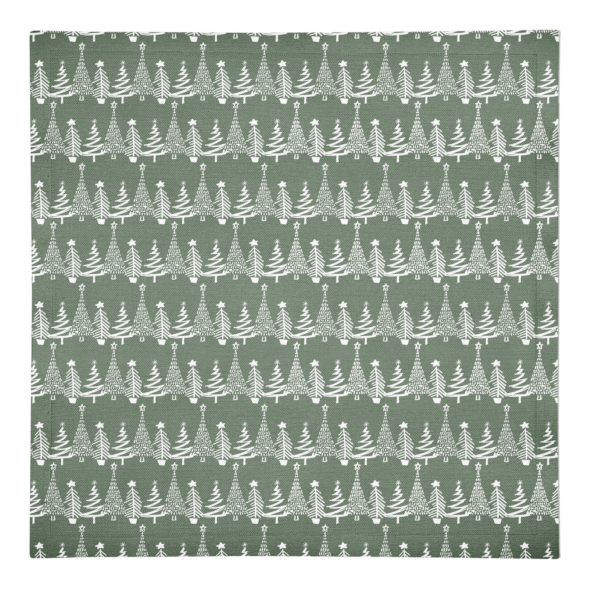 Sage Christmas Tree Pattern Cotton Twill Napkin