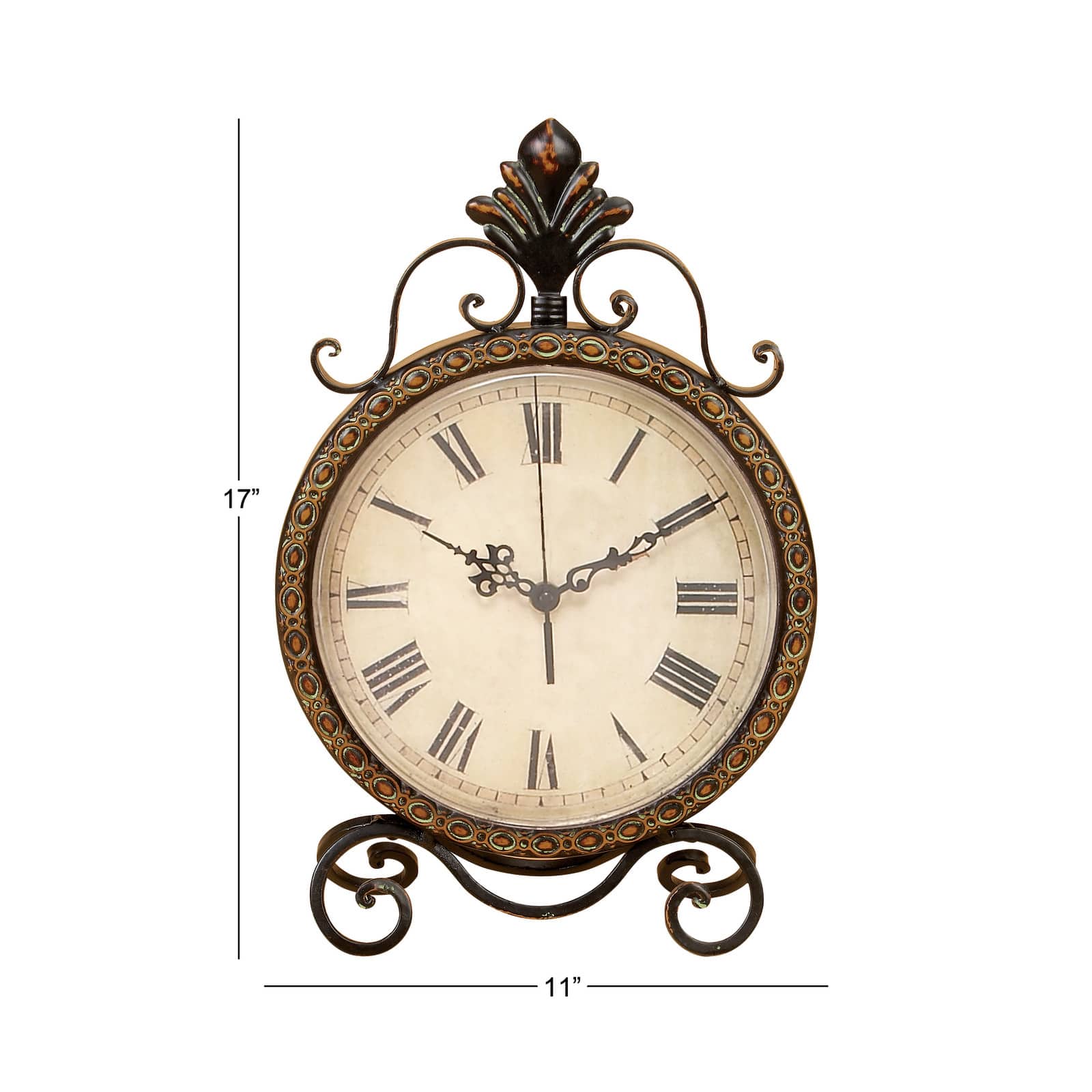 17&#x22; Brown Metal Rustic Clock