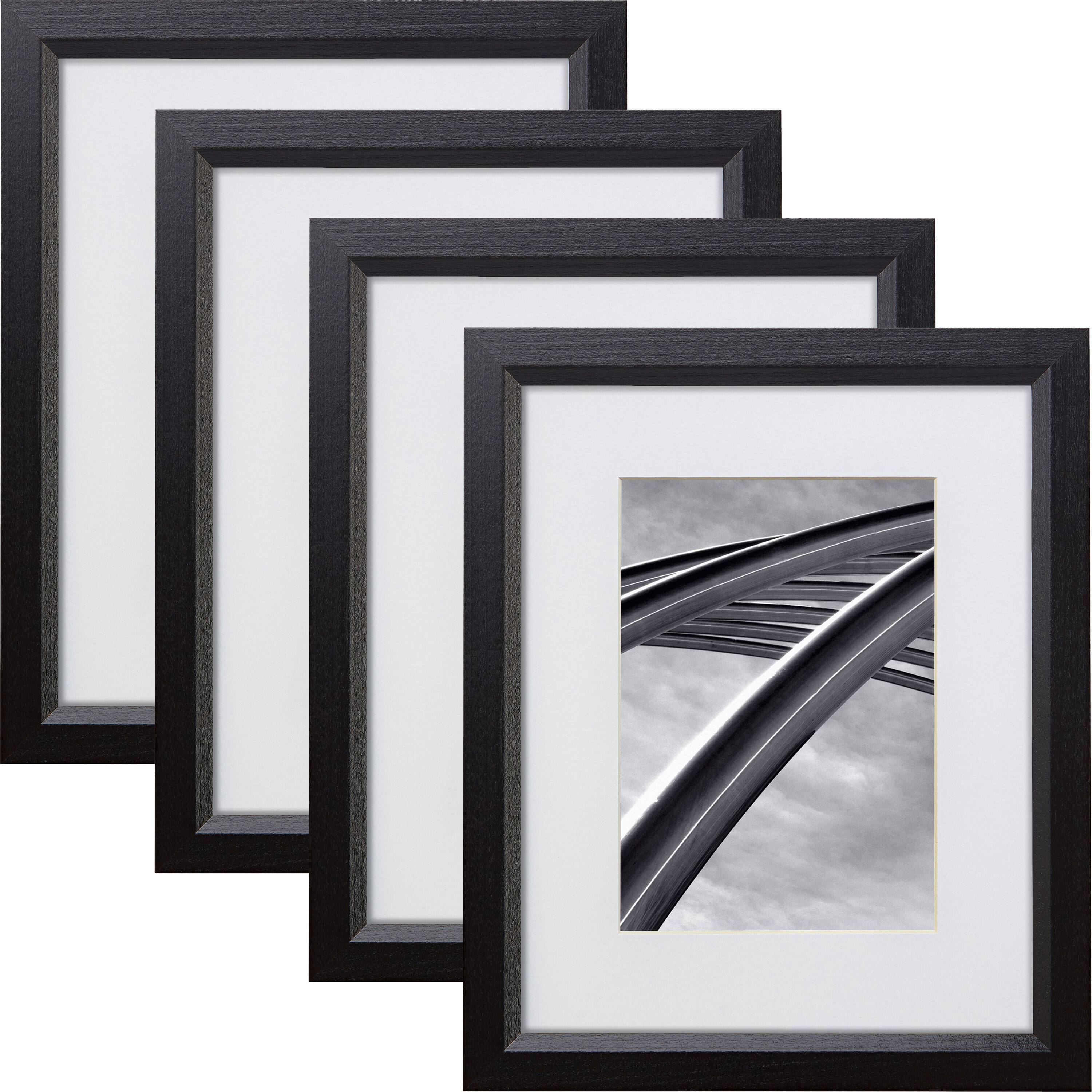 Craig Frames 4 Pack Economy Ebony Hardwood Picture Frame with Mat