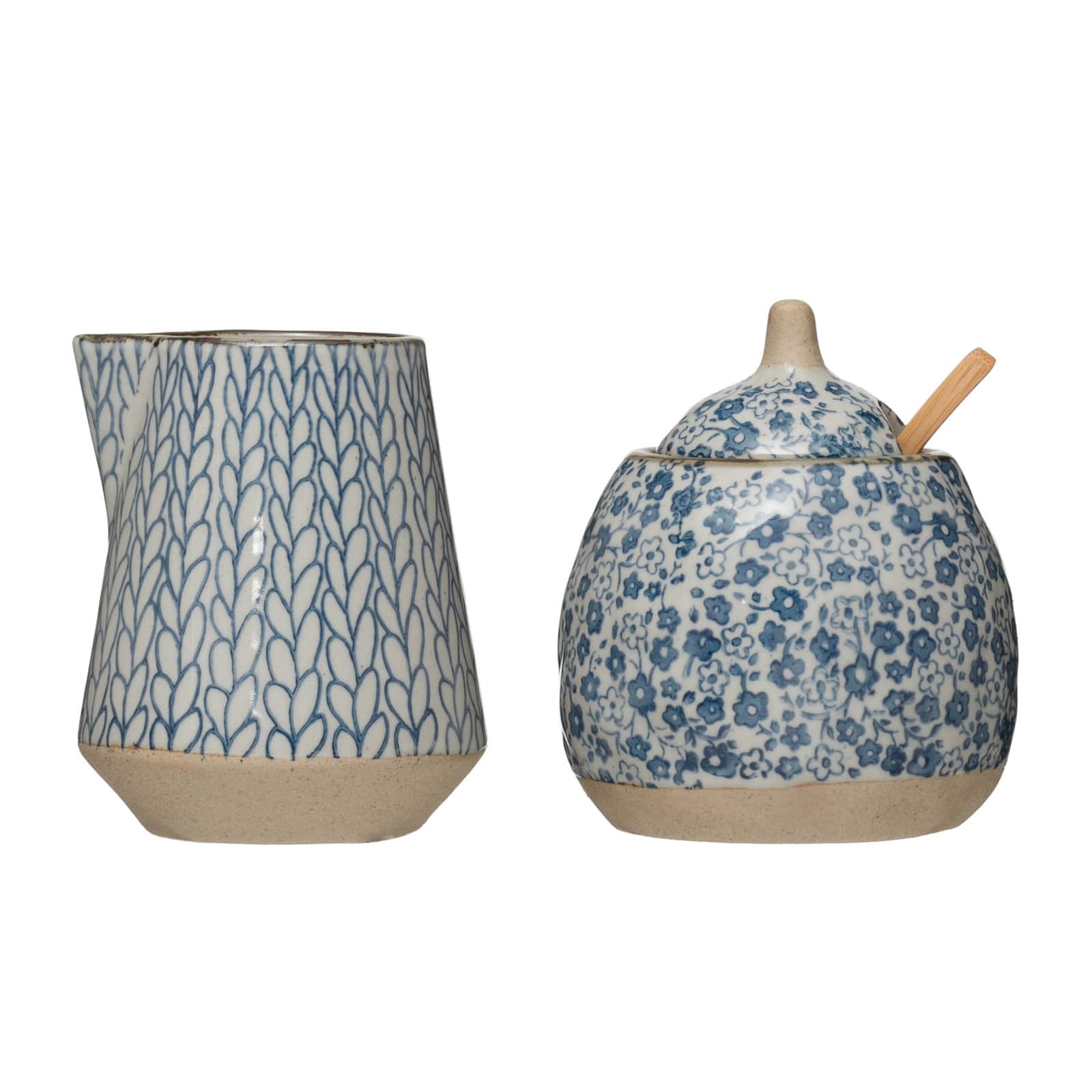 Hello Honey® Blue Floral Hand-Painted Sugar & Creamer Stoneware Set