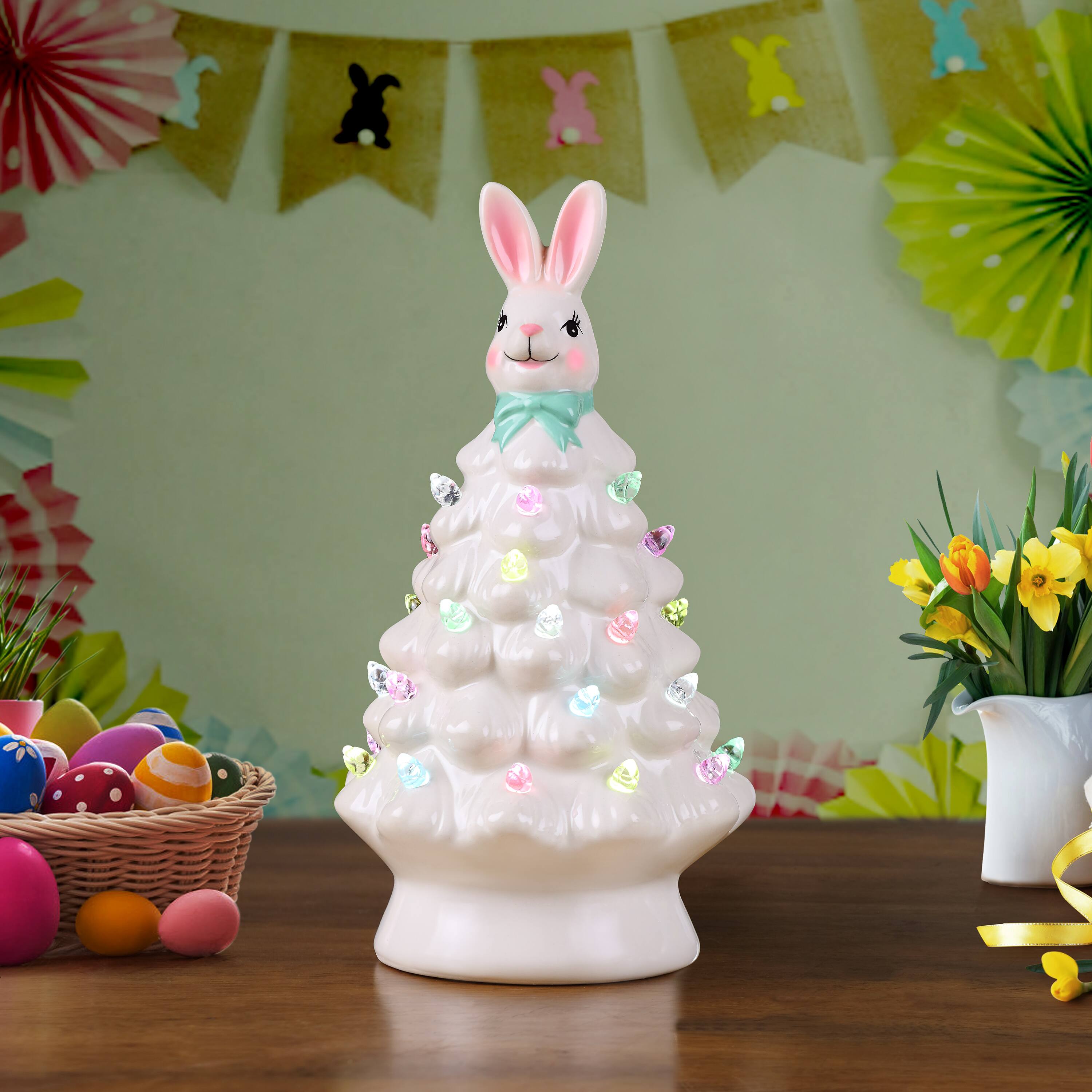 Mr. Cottontail White 8" Ceramic Easter Bunny Tree