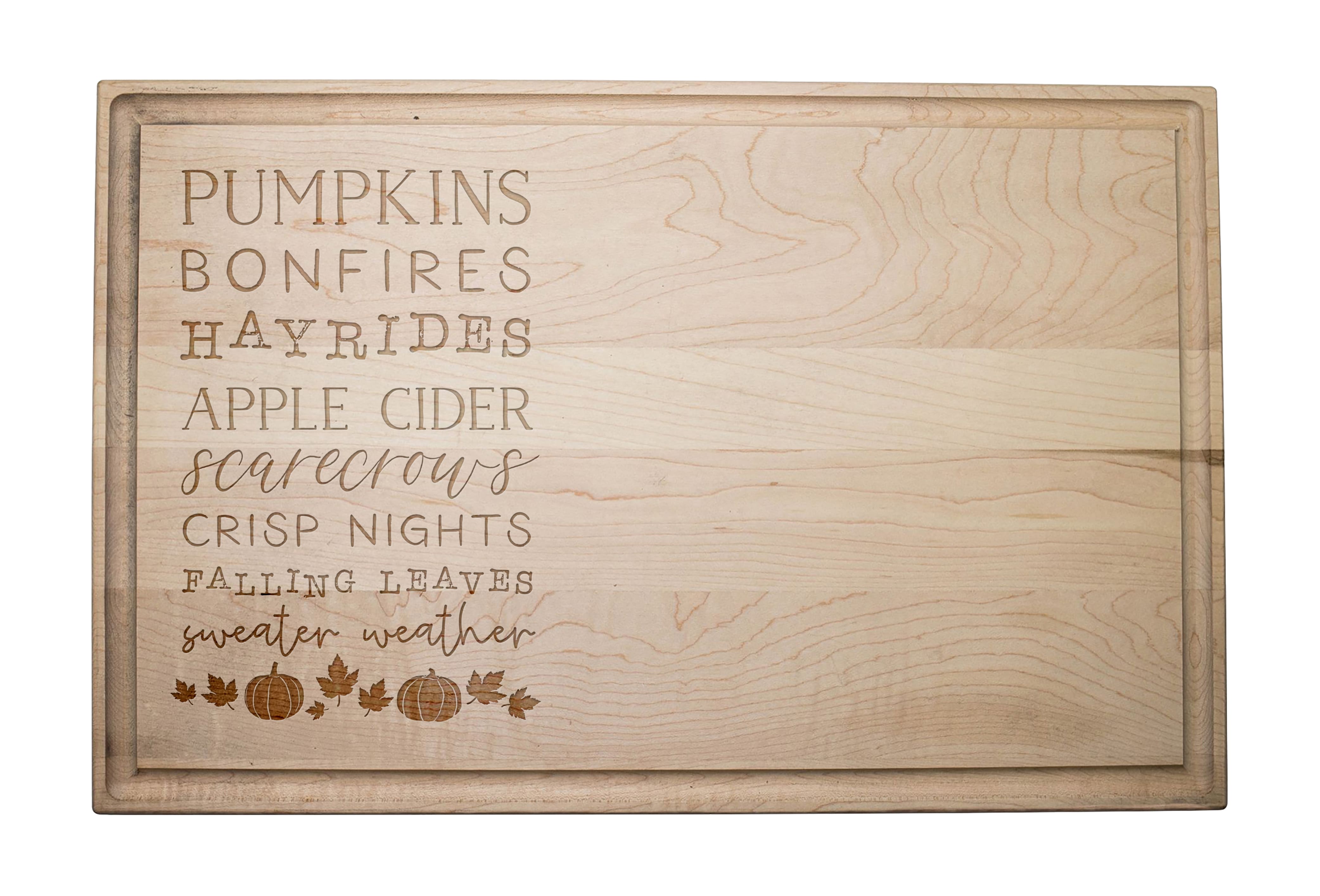 17&#x22; Autumn Things Maple Cutting Board