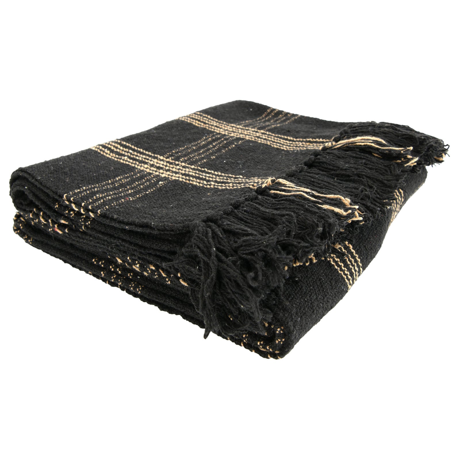 Hello Honey® Plaid Black & Tan Fringed Throw