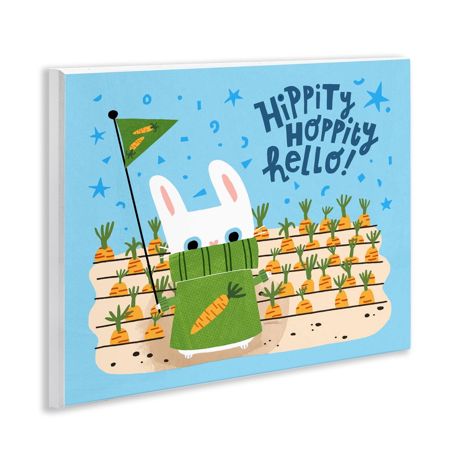 Stupell Industries Hippity Hoppity Hello Bunny Wall Plaque Art