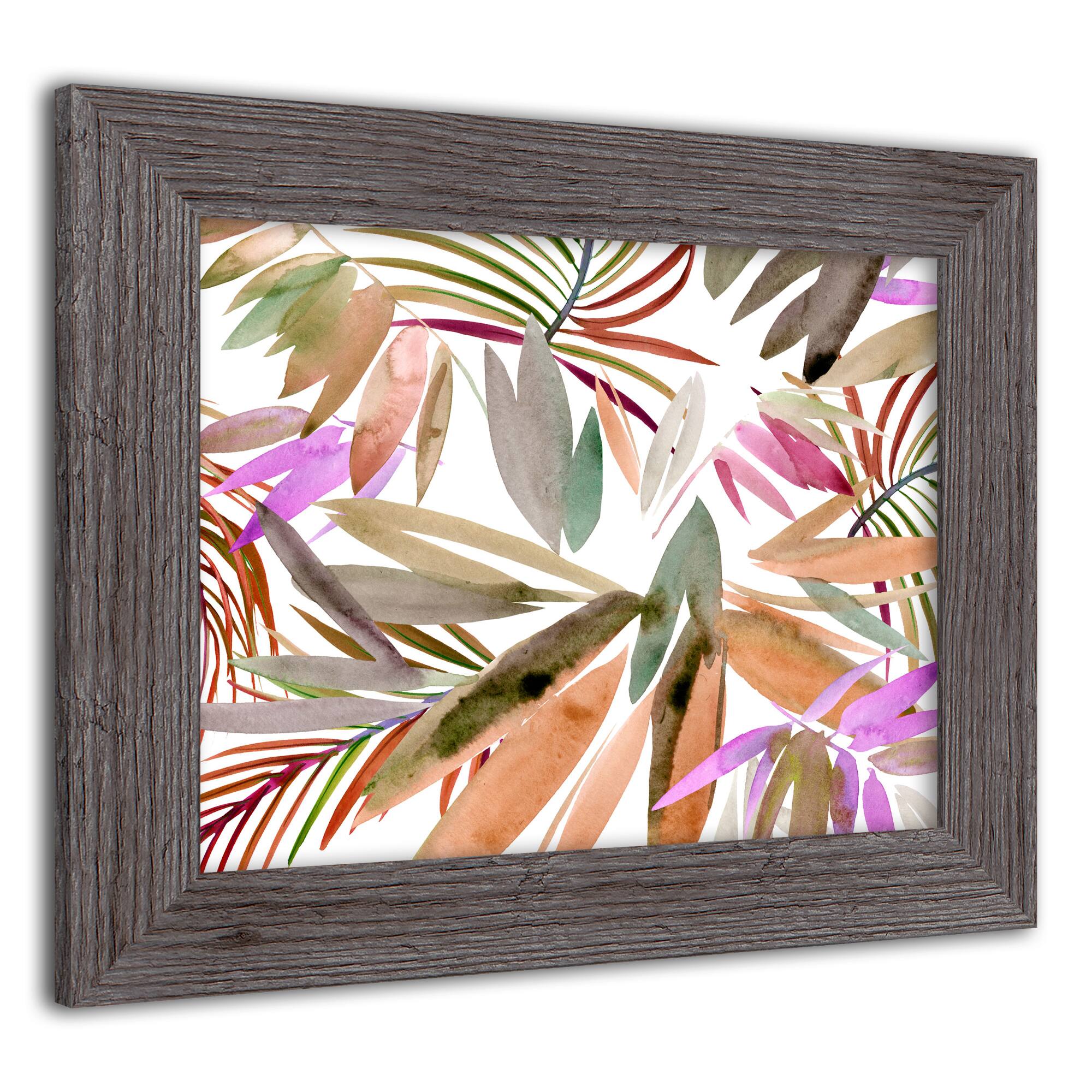 Bright Jungle Leaf Pattern Western Framed Print