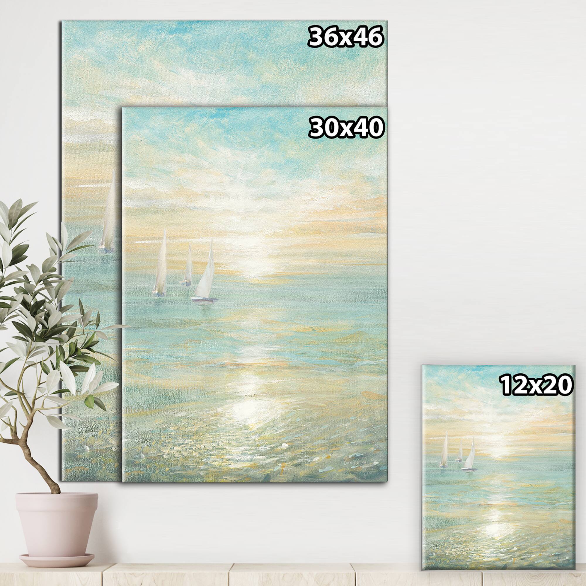 Designart - Sunrise Boat I - Nautical & Coastal Premium Canvas Wall Art