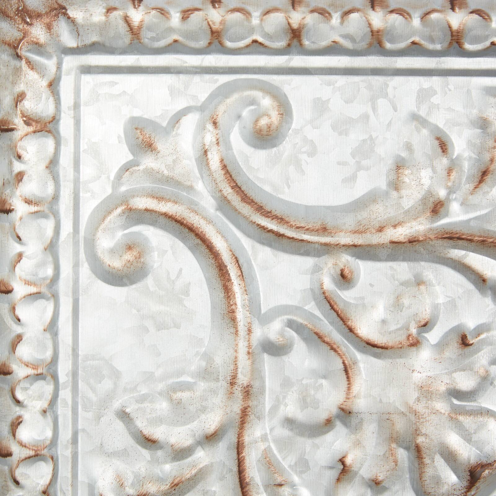 36&#x22; Gray Metal Rustic Floral Wall D&#xE9;cor