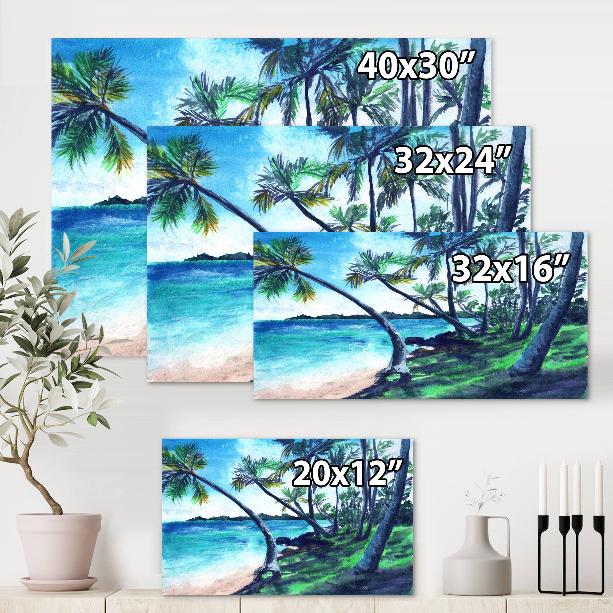 Designart - Tropical Beach In Summer Paradise - Nautical &#x26; Coastal Canvas Wall Art Print