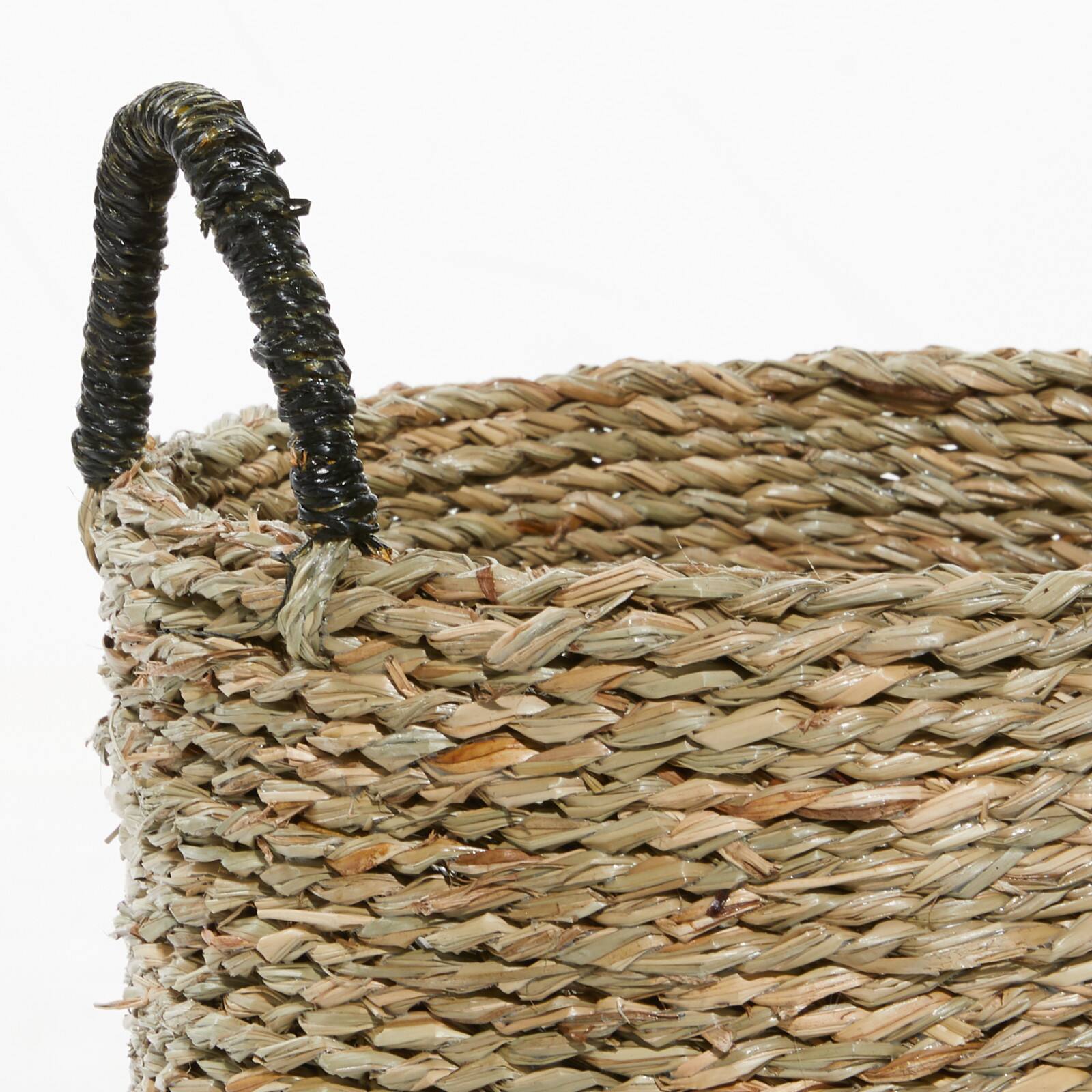 Black Seagrass Modern Storage Basket Set