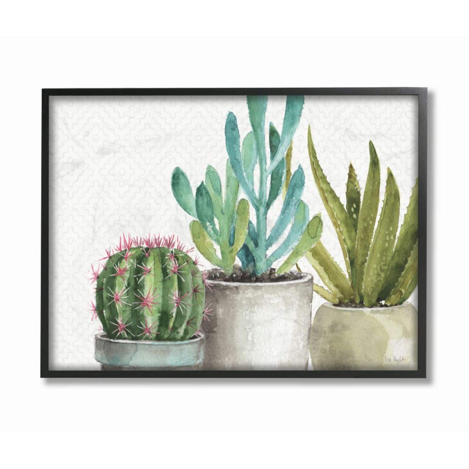 Stupell Industries Modern Succulents Black Framed Wall Print