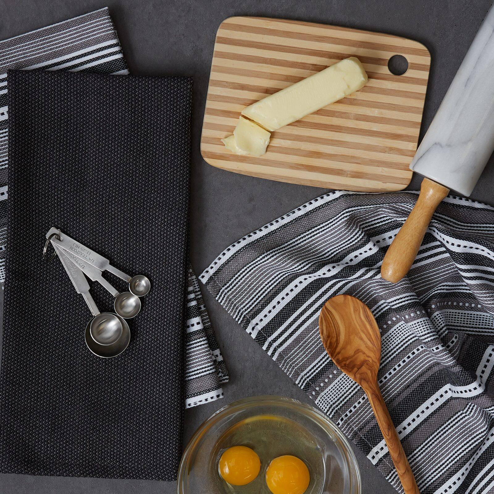 DII® Black Urban Stripe Dishtowel Set