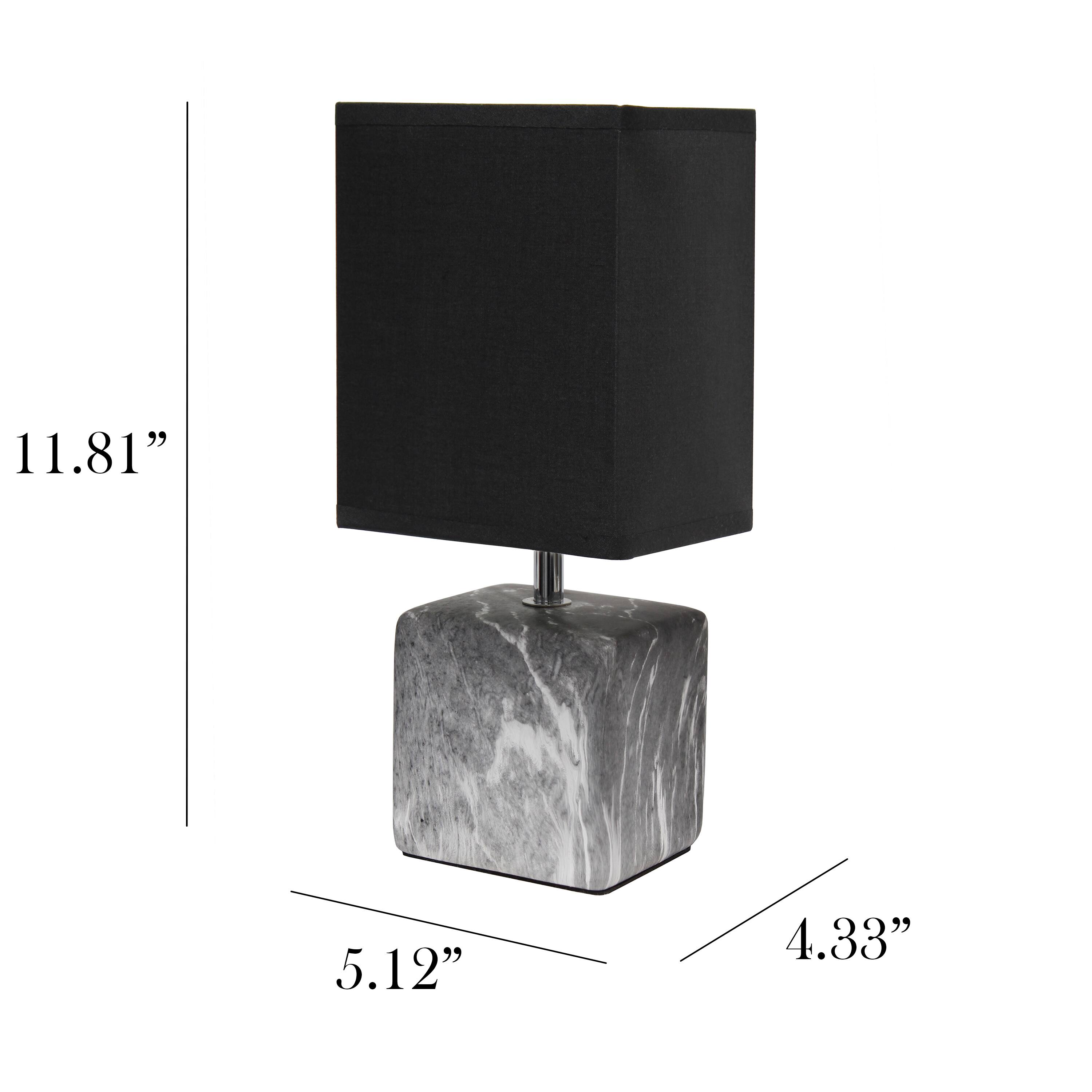Simple Designs Black Marbled Ceramic Table Lamp