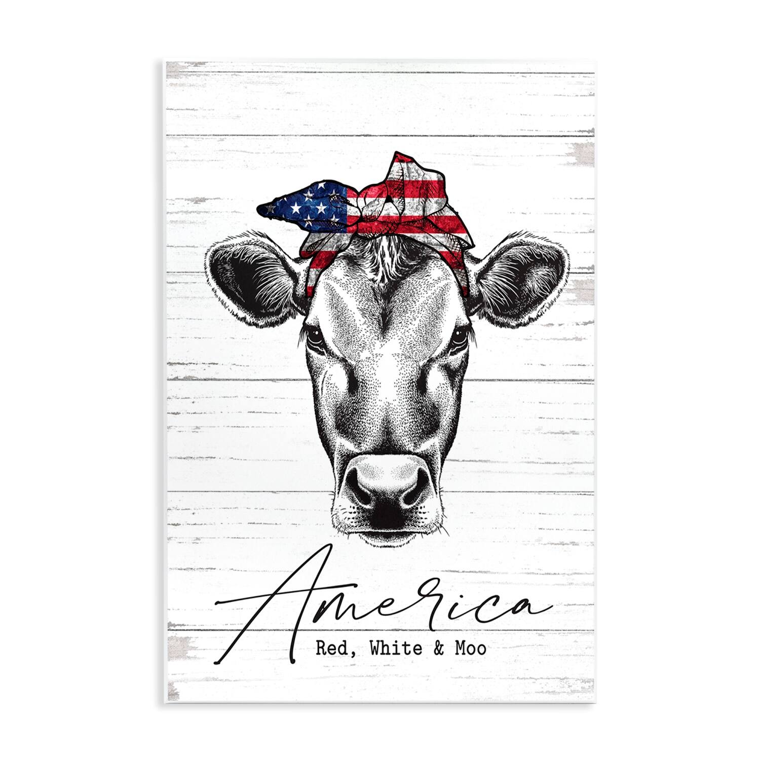Stupell Industries Americana Cow Red White and Moo Country Farm Quote Wall Plaque Art