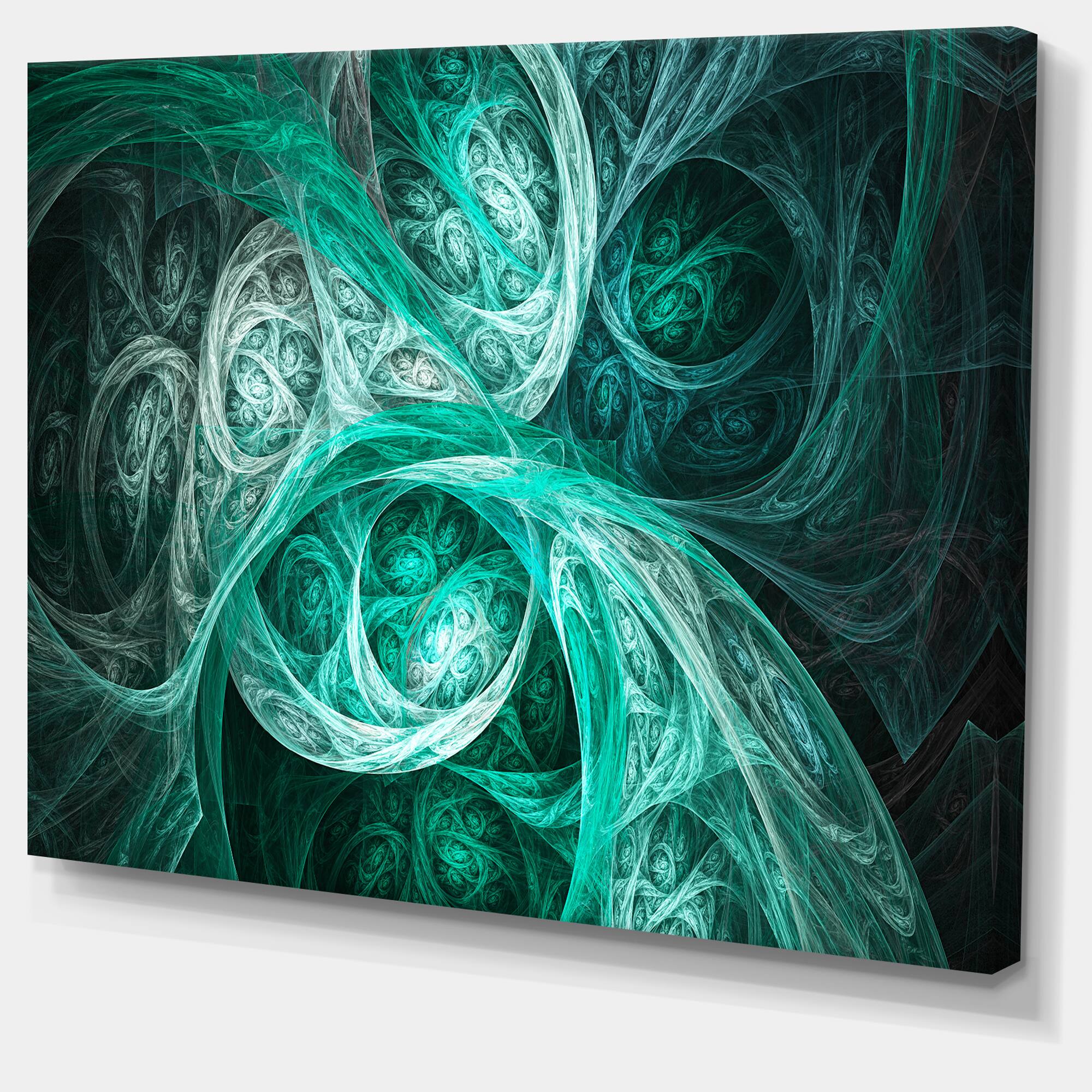 Designart - Mystic Turquoise Fractal - Abstract Wall Art Canvas