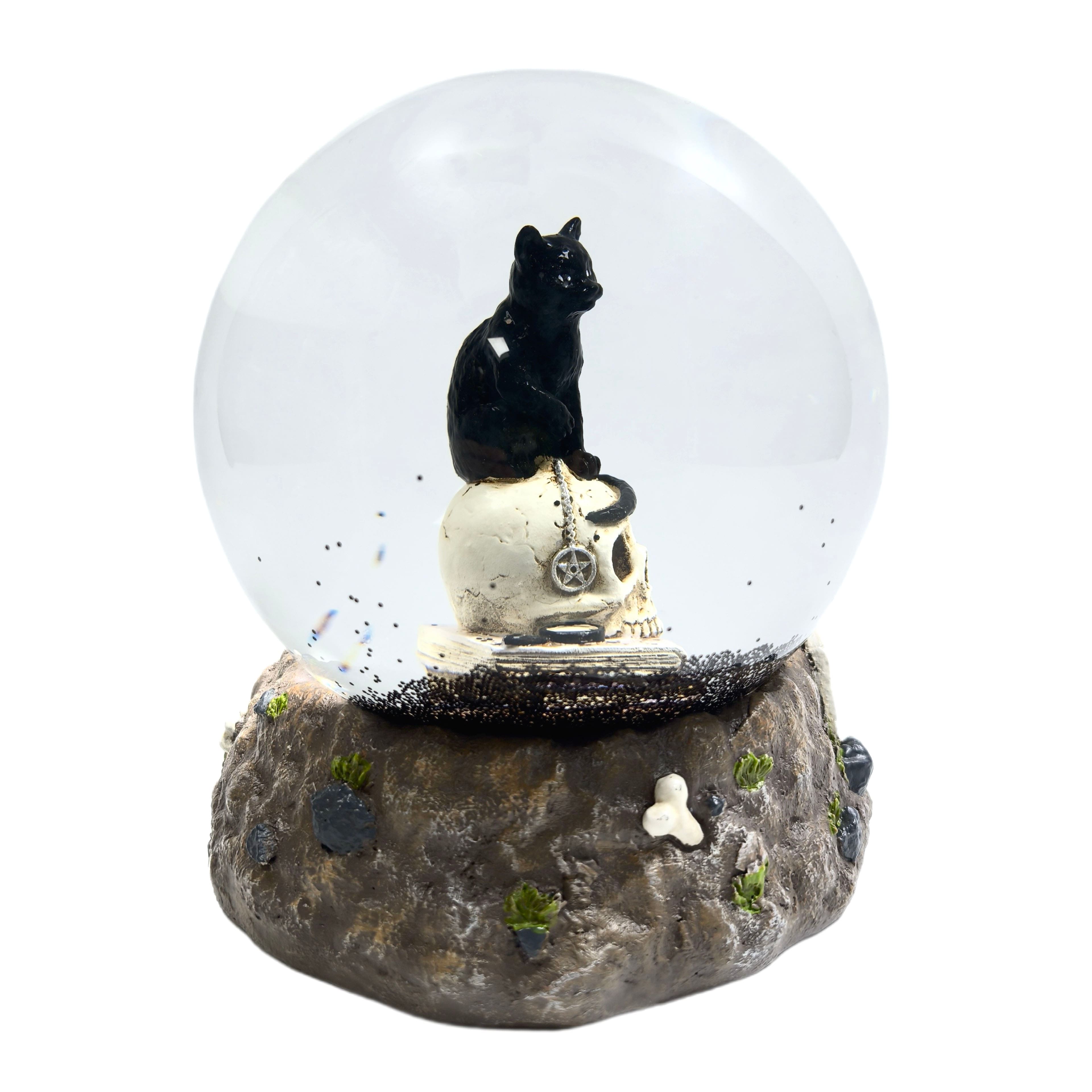 5.5&#x22; Black Cat on Skull Water Globe by Ashland&#xAE;