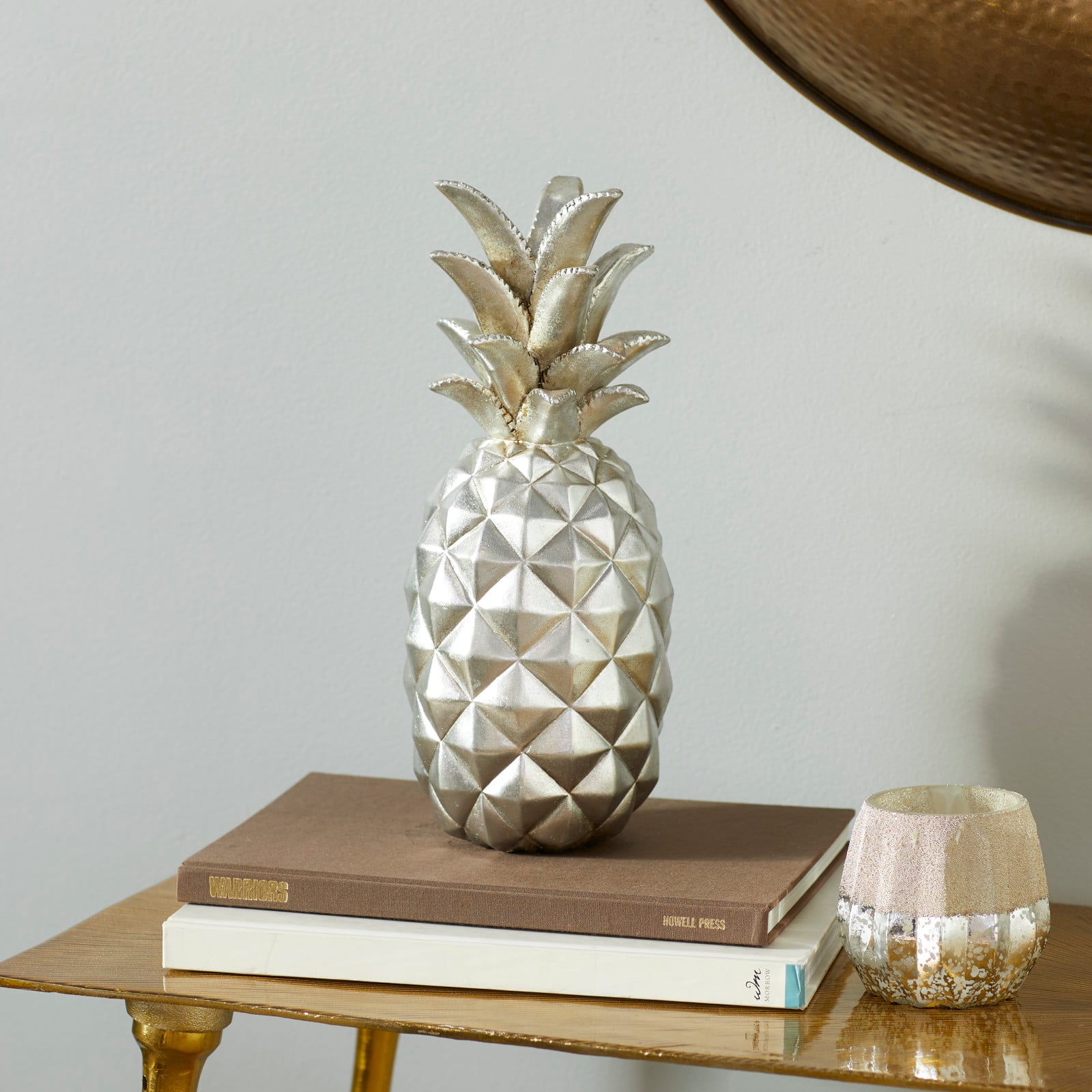 Silver Polystone Traditional Decorative Pineapple, 14&#x22; x 6&#x22; x 6&#x22;