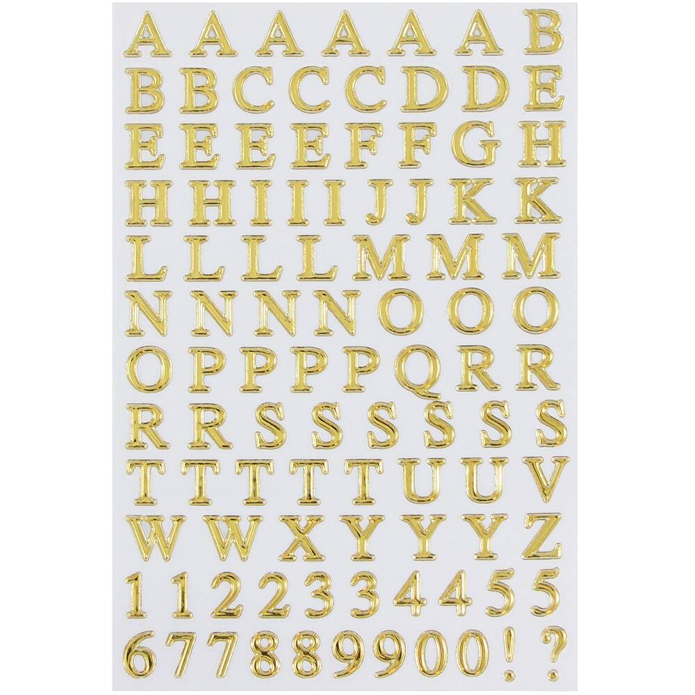 JAM Paper Gold Upper &#x26; Lower Case Alphabet Letter Stickers