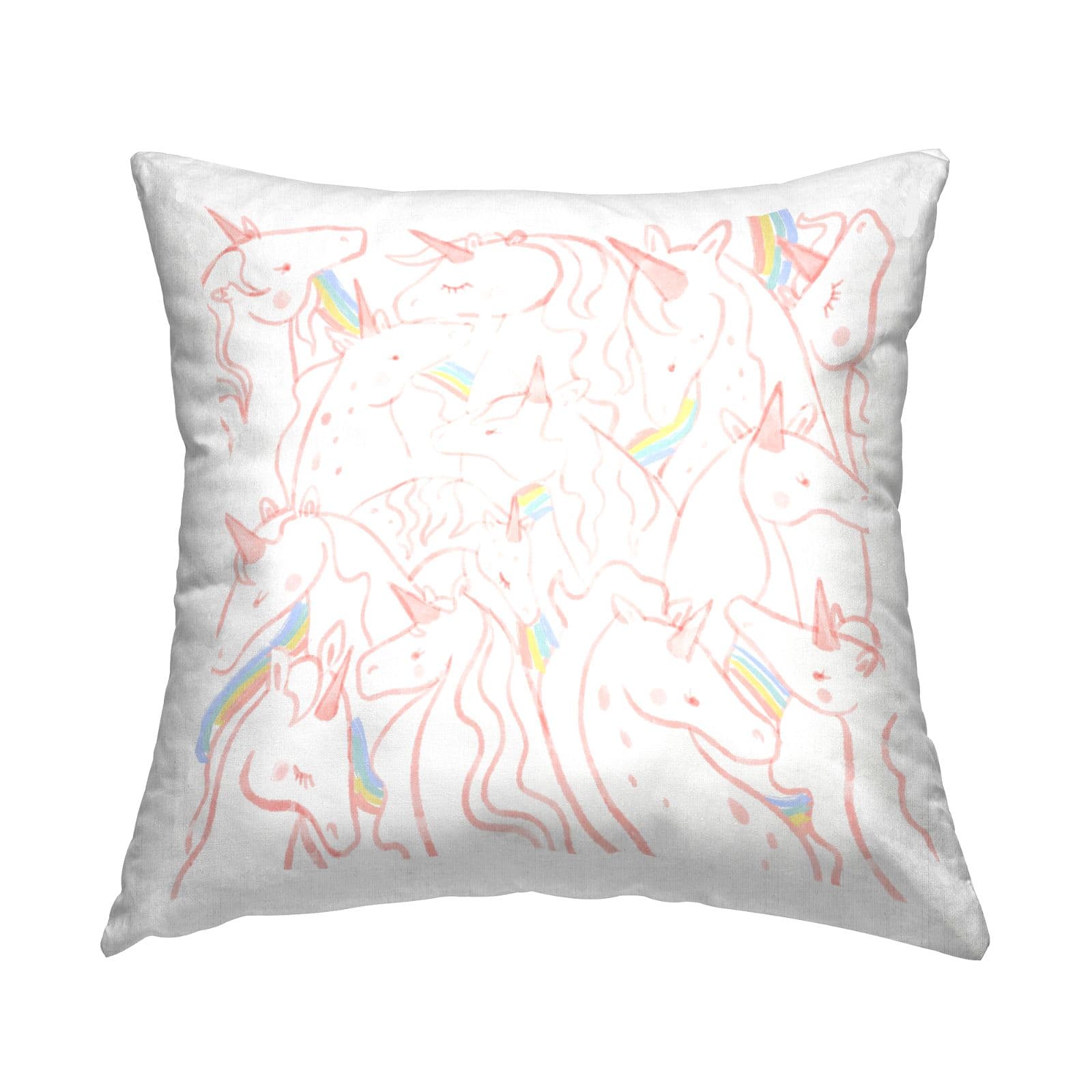 Stupell Industries Pastel Magical Unicorn Rainbow Pink Kids Pattern Throw Pillow, 18" x 18"