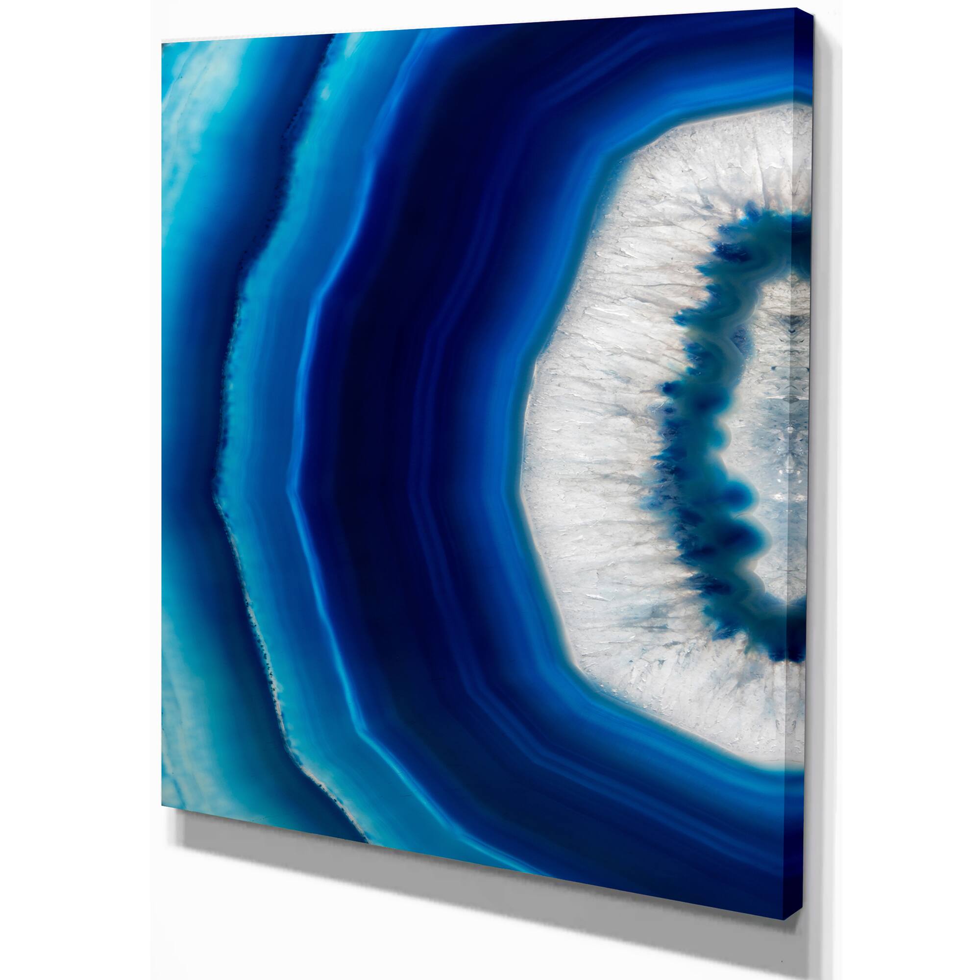 Designart - Blue Agate Crystal - Abstract Canvas art print
