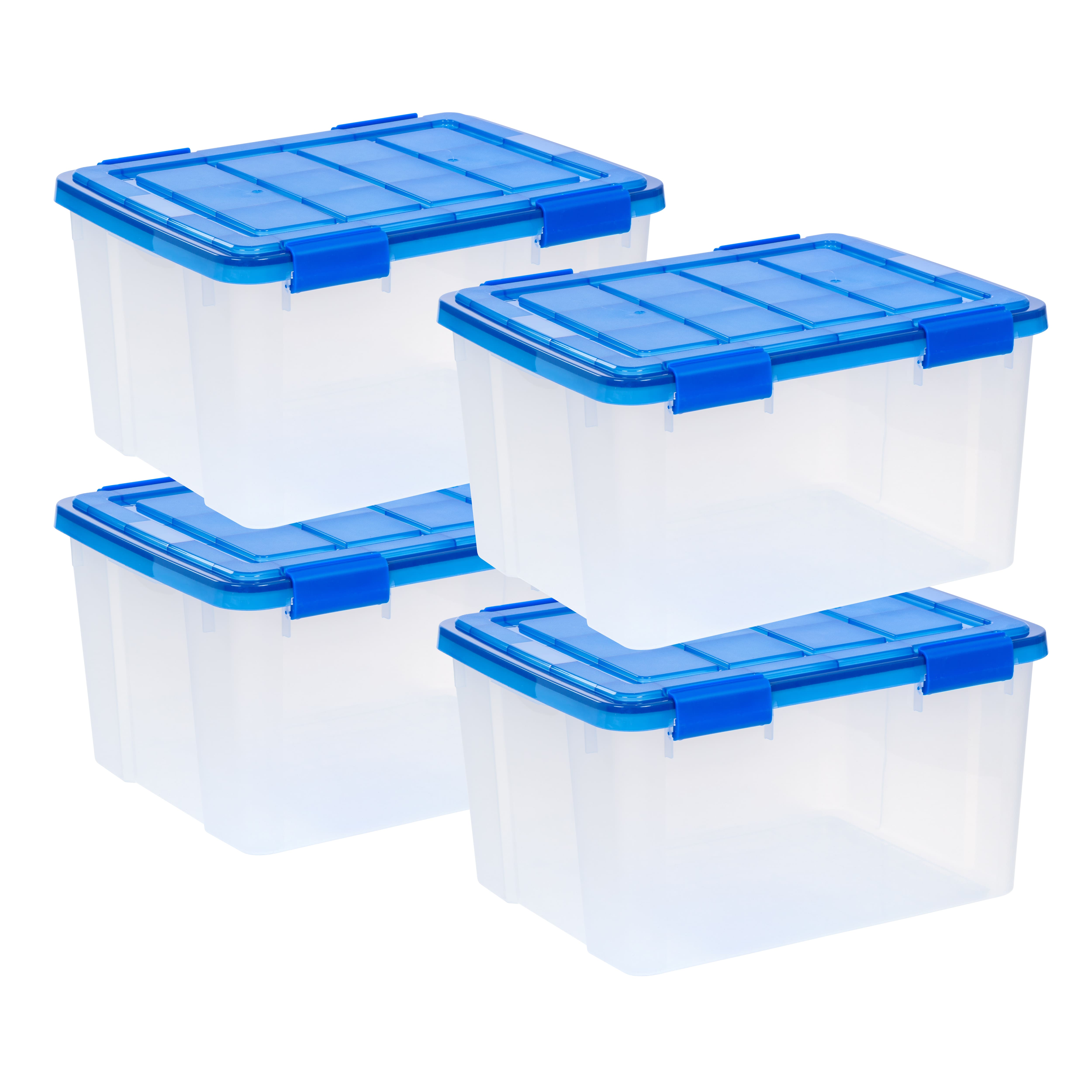 IRIS&#xAE; WeatherPro&#x2122; 44qt. Clear Heavy Duty Plastic Storage Bins with Blue Lids, 4ct.