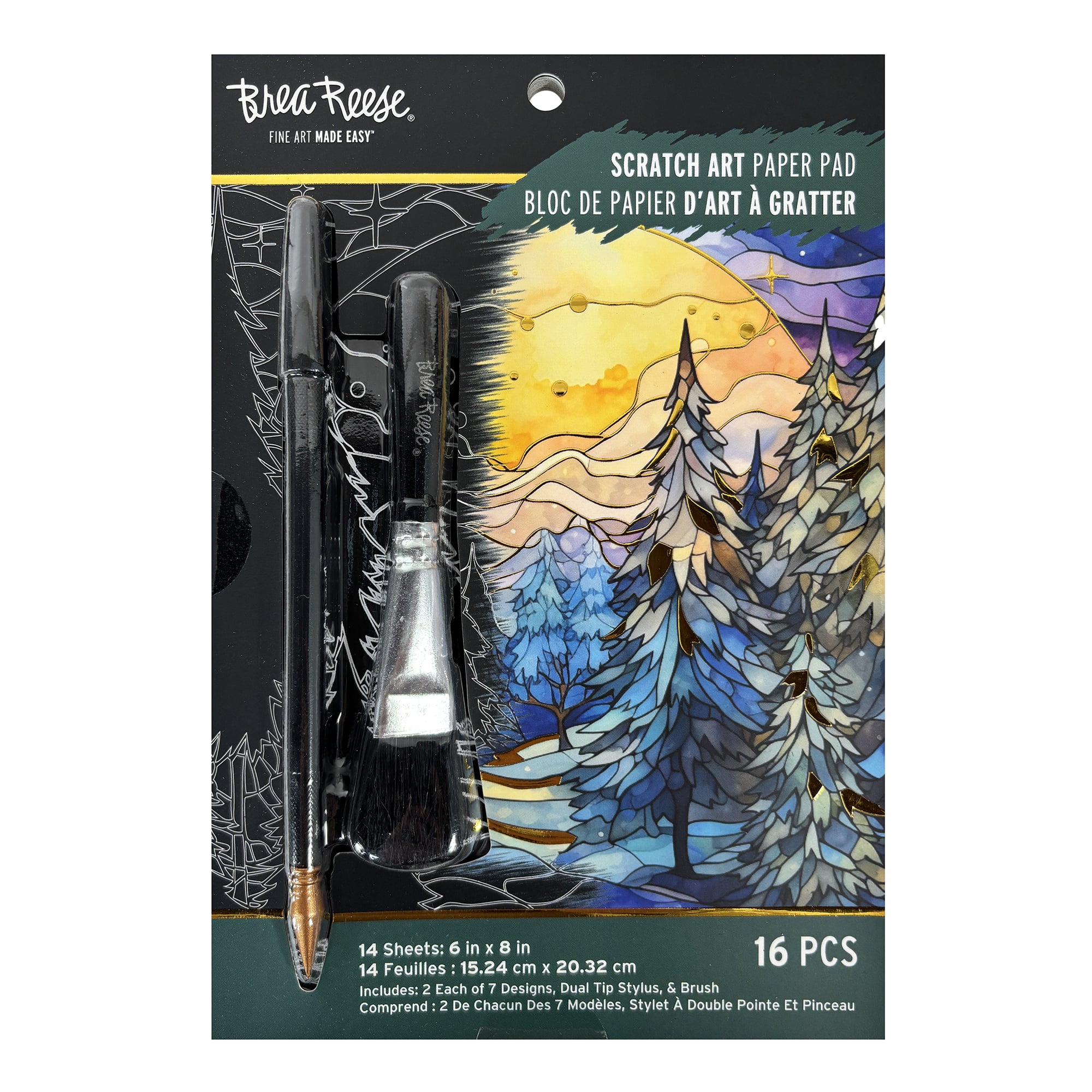 Brea Reese&#x2122; 6&#x22; x 8&#x22; Stained Glass Scratch Art Paper Pad