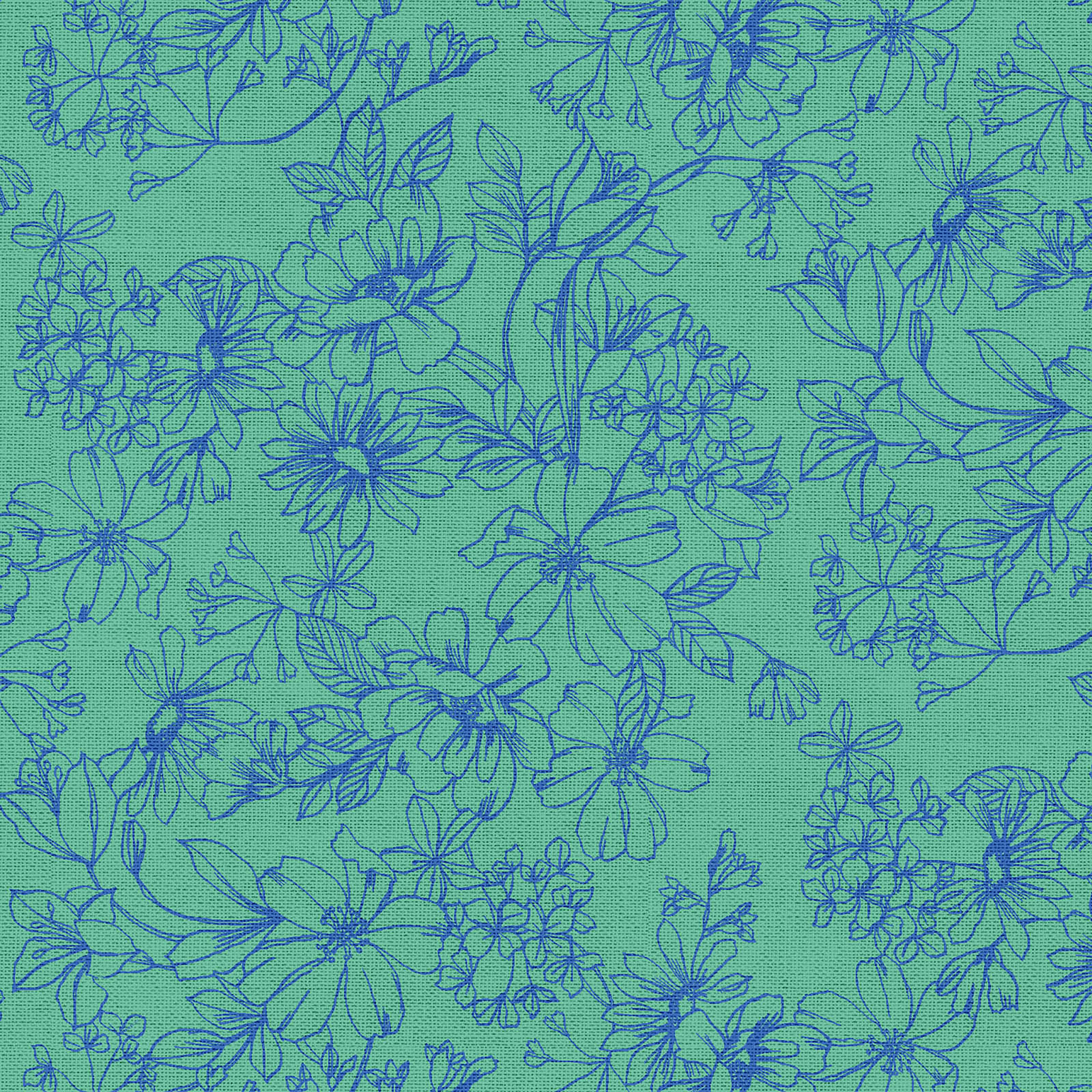 Fabric Editions Turquoise Floral Cotton Fabric